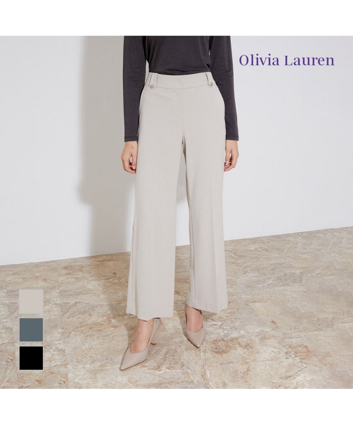 올리비아로렌(OLIVIALAUREN) 와이드 슬릿 팬츠_VOCDL3S1211