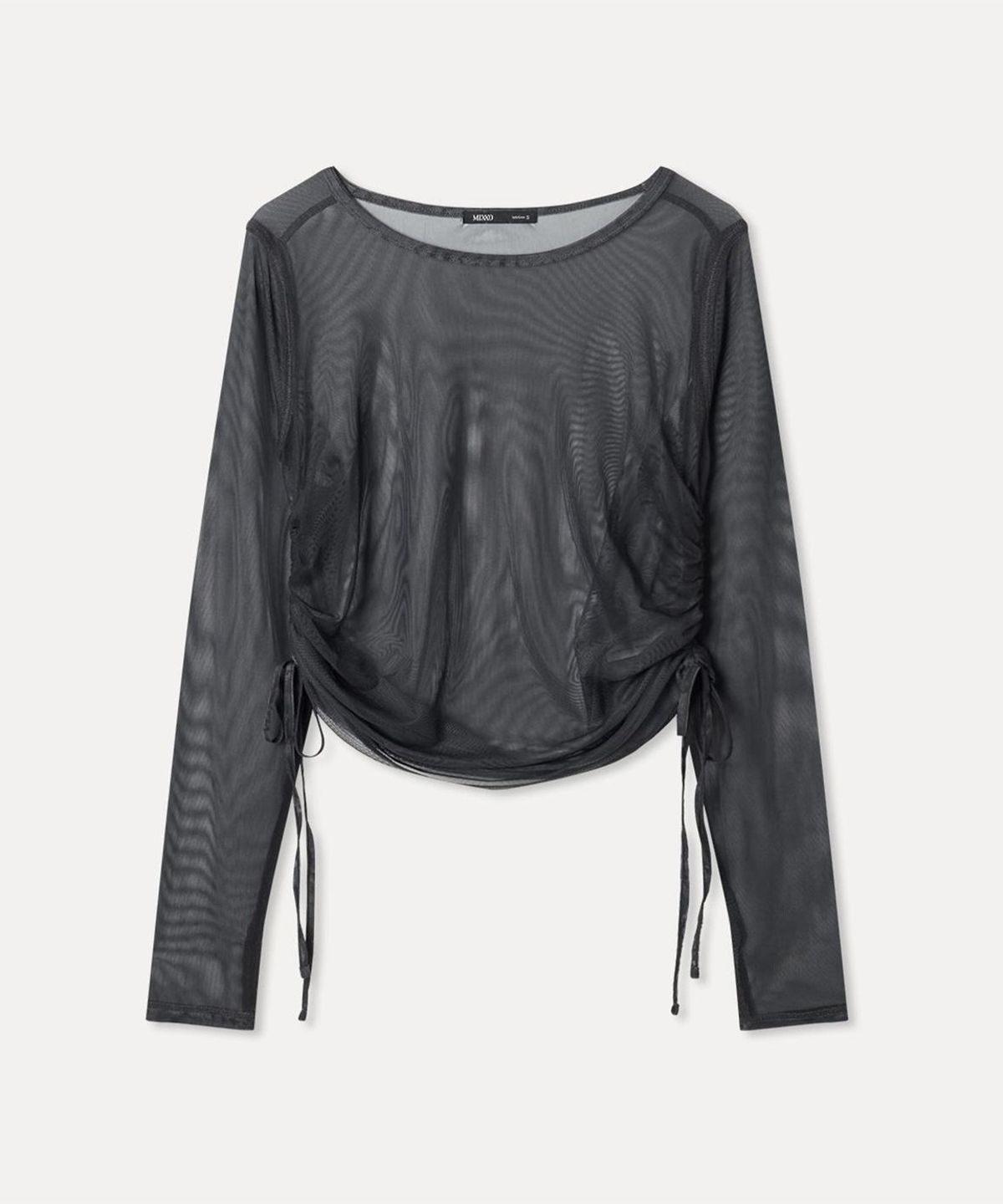 미쏘(MIXXO) 사이드 셔링 매쉬 긴팔 티셔츠_MIWLWG909A