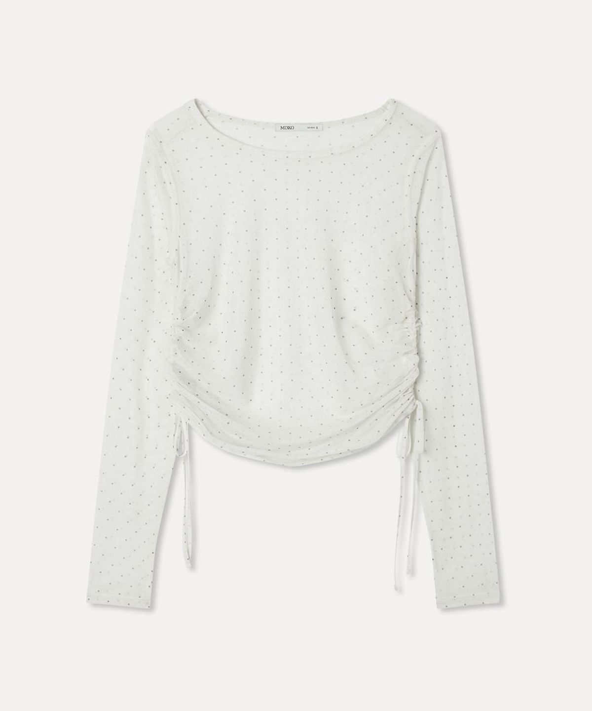 미쏘(MIXXO) 사이드 셔링 매쉬 긴팔 티셔츠_MIWLWG909A