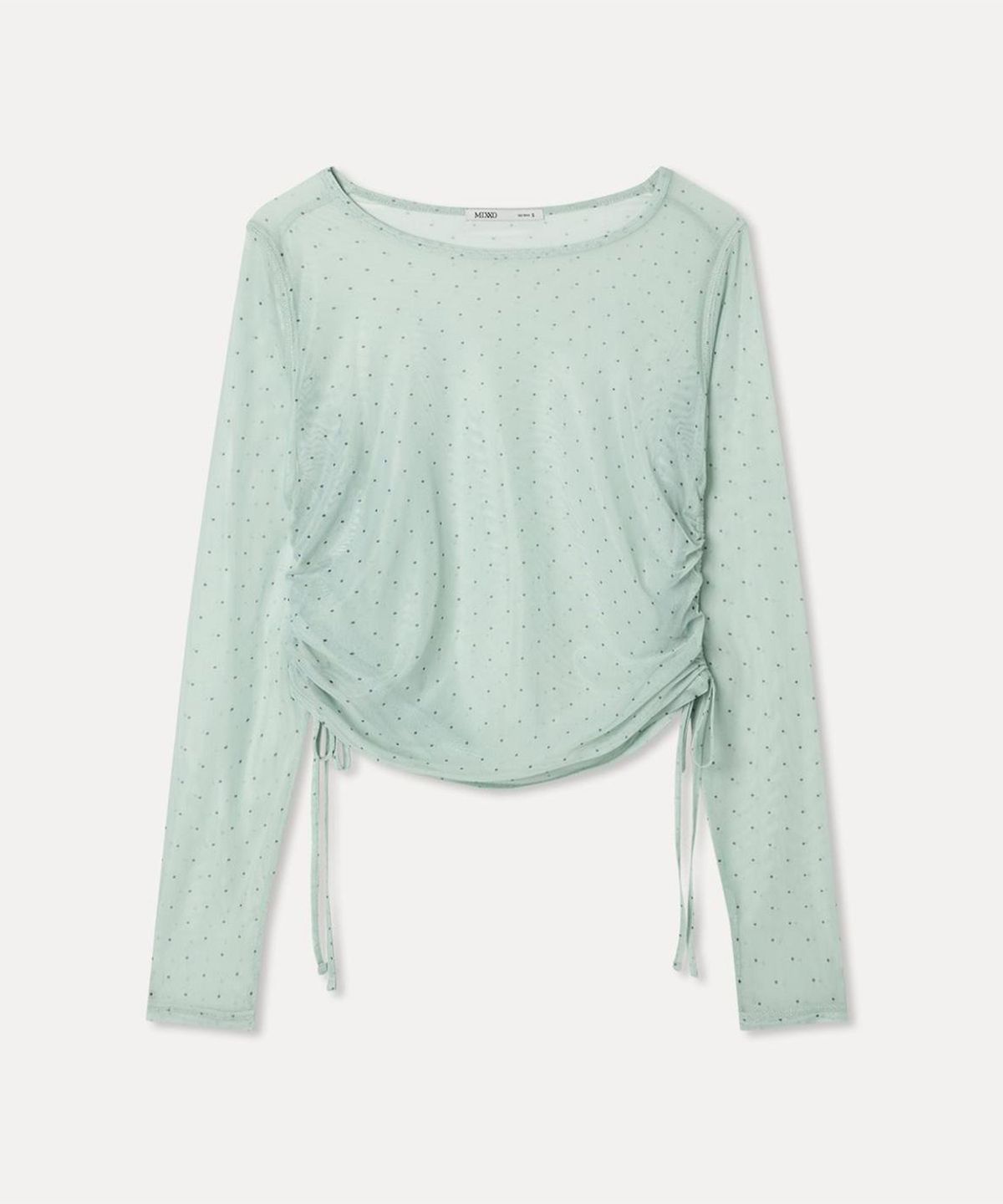 미쏘(MIXXO) 사이드 셔링 매쉬 긴팔 티셔츠_MIWLWG909A