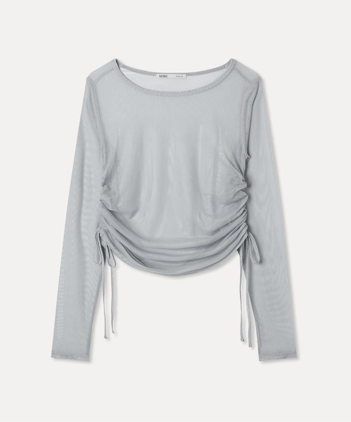 미쏘(MIXXO) 사이드 셔링 매쉬 긴팔 티셔츠_MIWLWG909A
