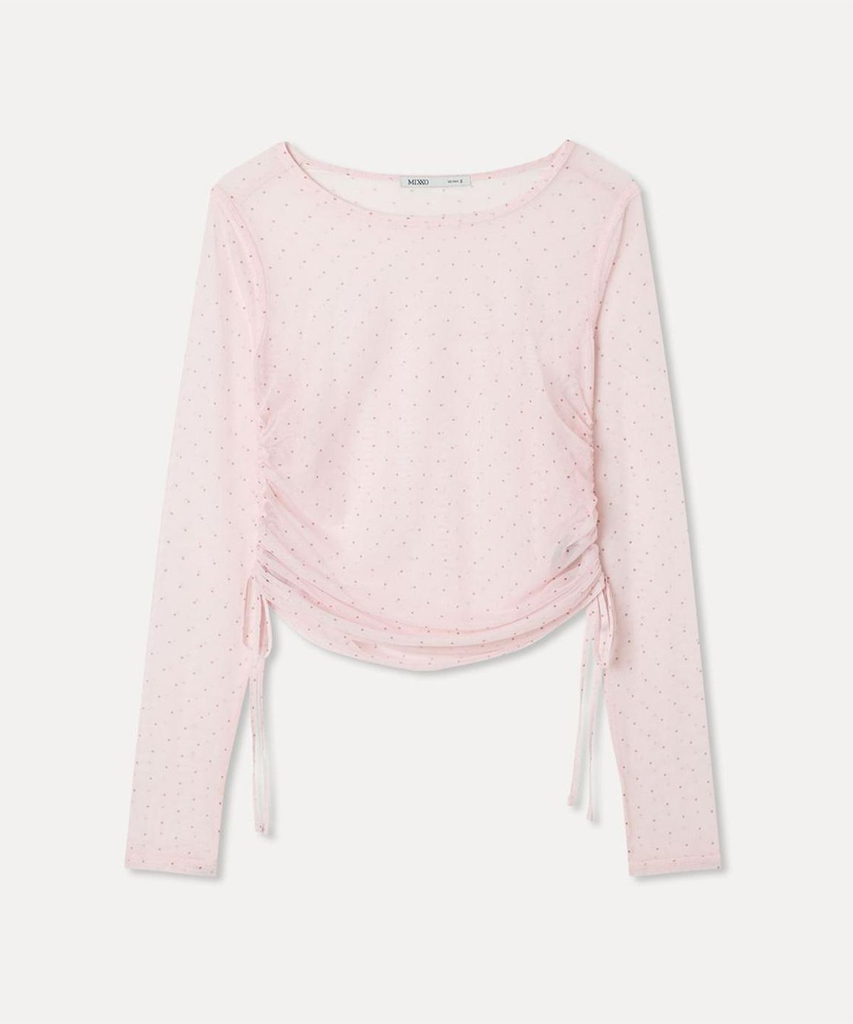 미쏘(MIXXO) 사이드 셔링 매쉬 긴팔 티셔츠_MIWLWG909A