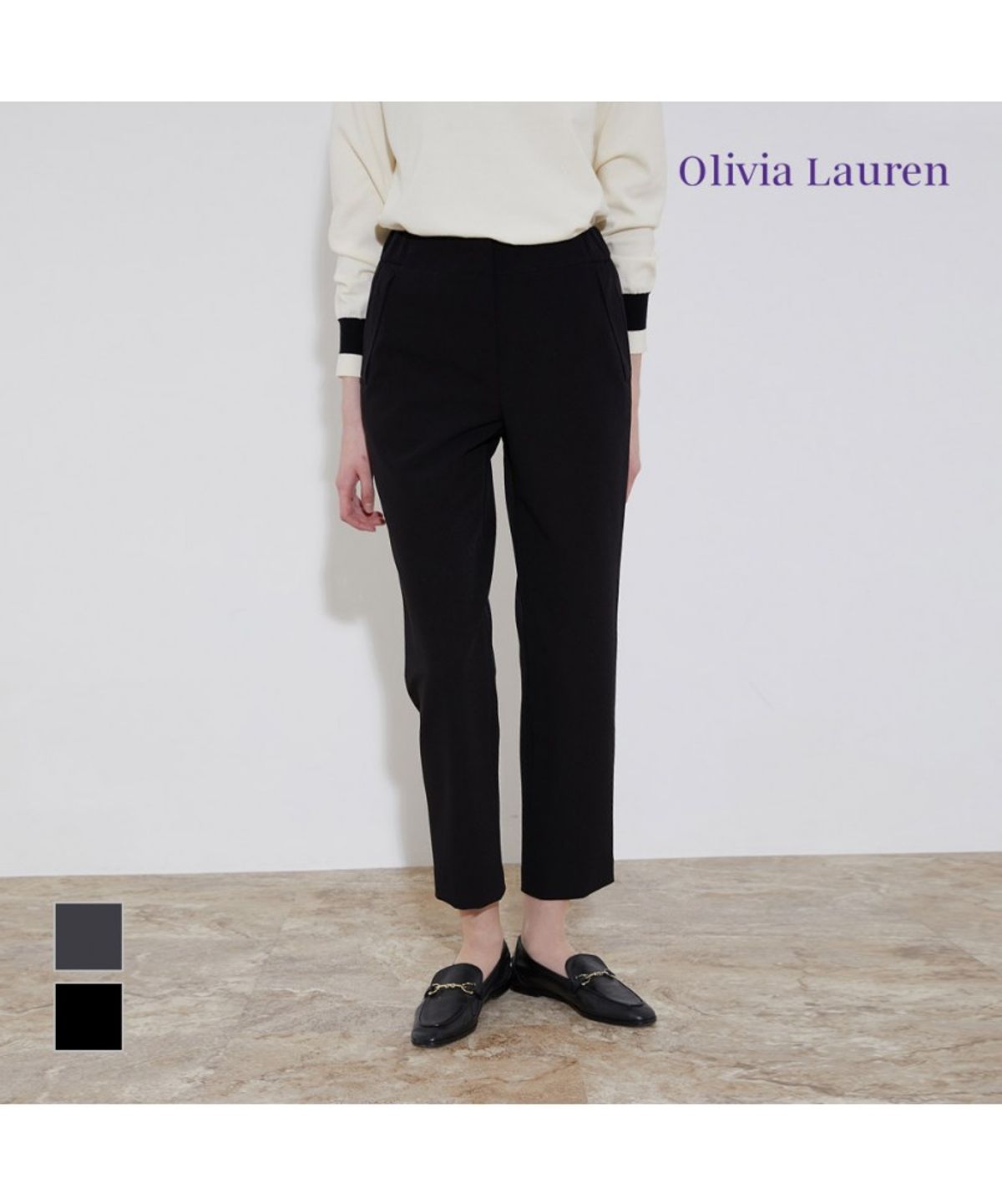 올리비아로렌(OLIVIALAUREN) 허리 밴딩 배기핏 팬츠_VOCDL3S1311