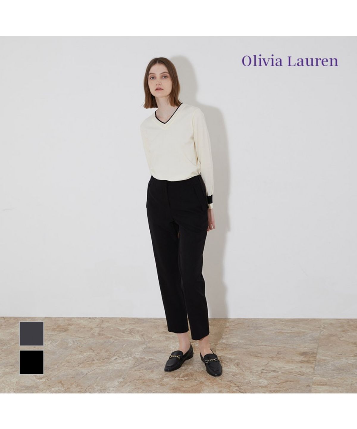 올리비아로렌(OLIVIALAUREN) 허리 밴딩 배기핏 팬츠_VOCDL3S1311