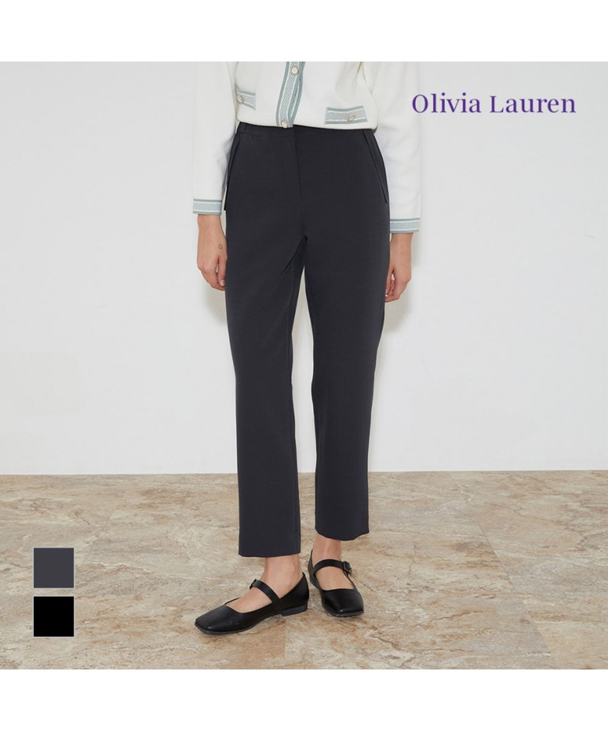 올리비아로렌(OLIVIALAUREN) 허리 밴딩 배기핏 팬츠_VOCDL3S1311