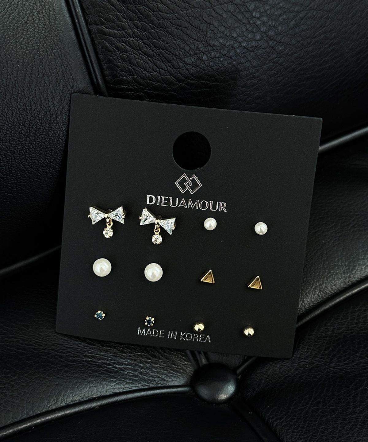 디유아모르(DIEUAMOUR) 큐빅 드롭 진주 귀걸이 12SET