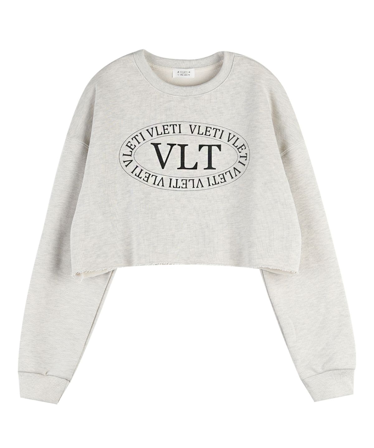 블레티(VLETI) Logo Printing Crop Sweatshirt (Oatmeal)