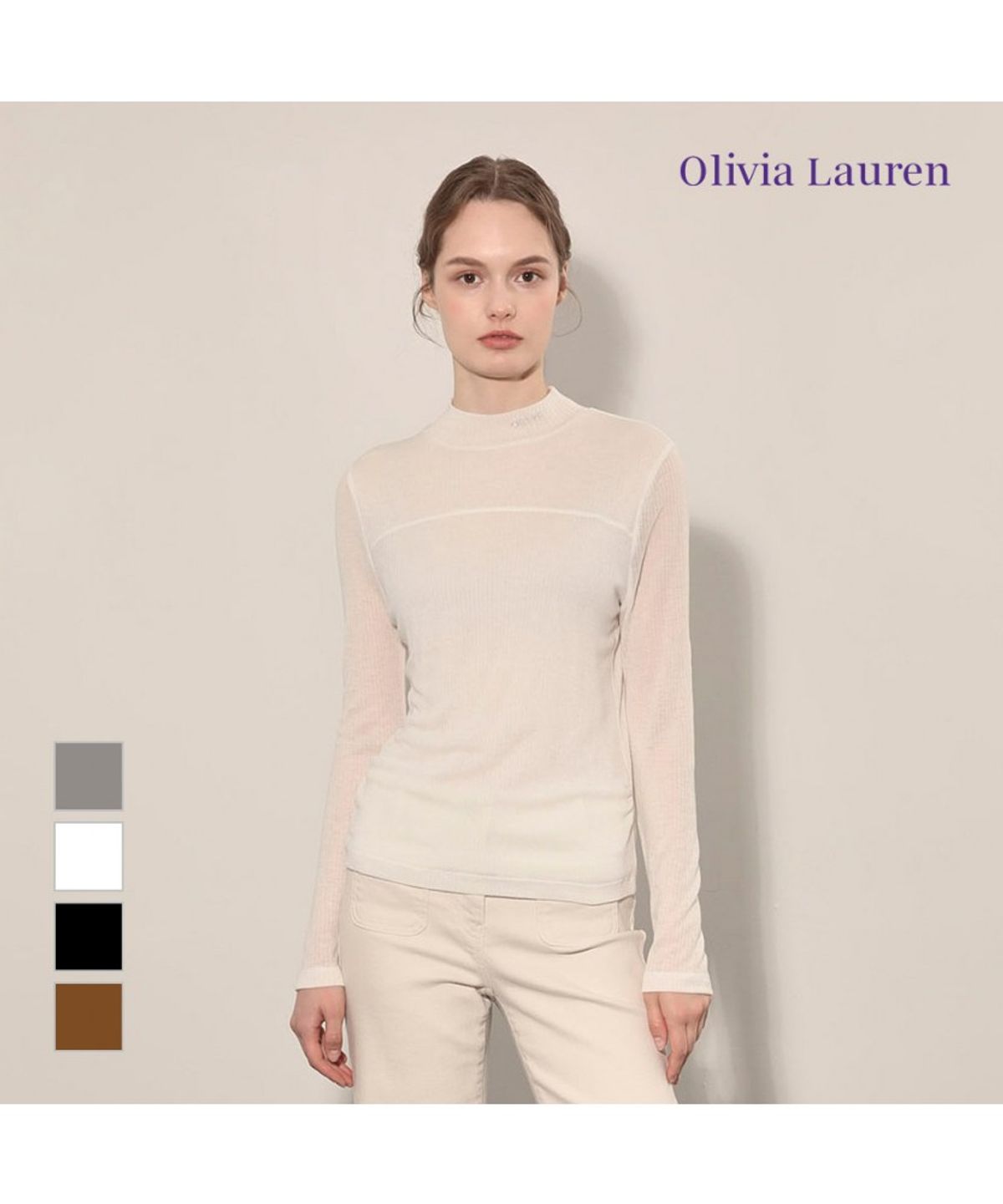 올리비아로렌(OLIVIALAUREN) 골지 칠부 티셔츠_VOBAL4X8191