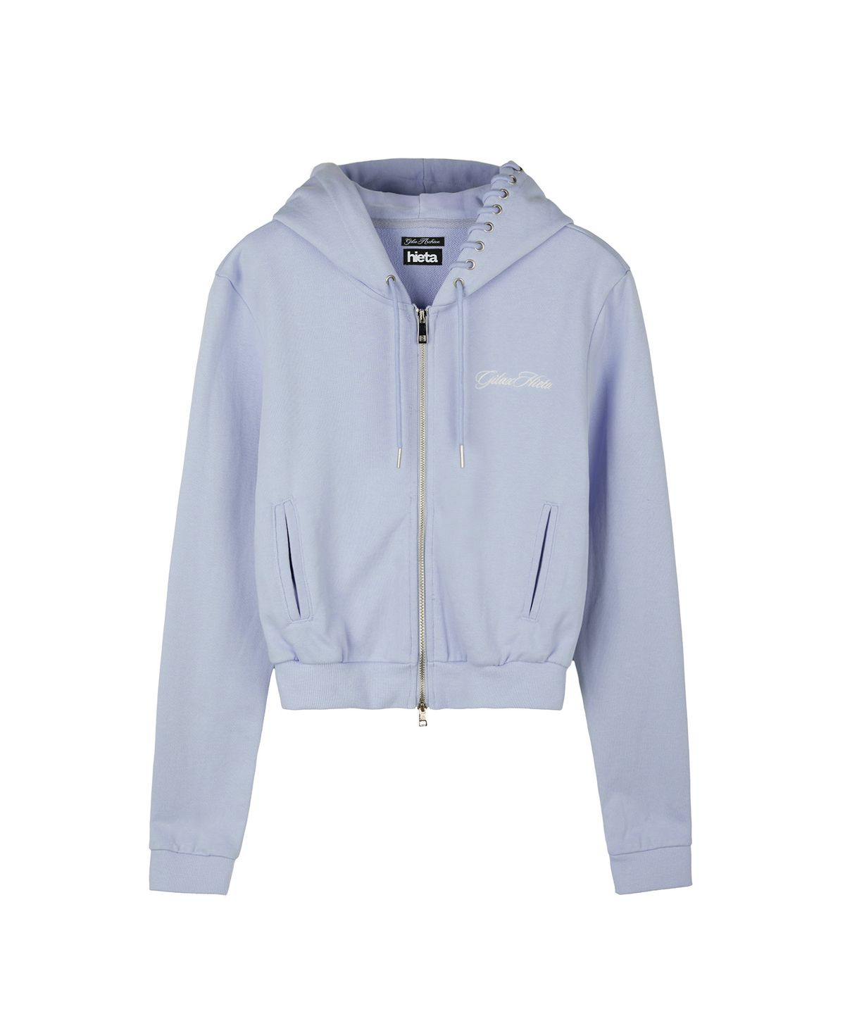 길라아카이브(GILAARCHIVE) [X hieta] SIDE EYELET SIGNATURE LOGO HOOD ZIP-UP_SKY BLUE