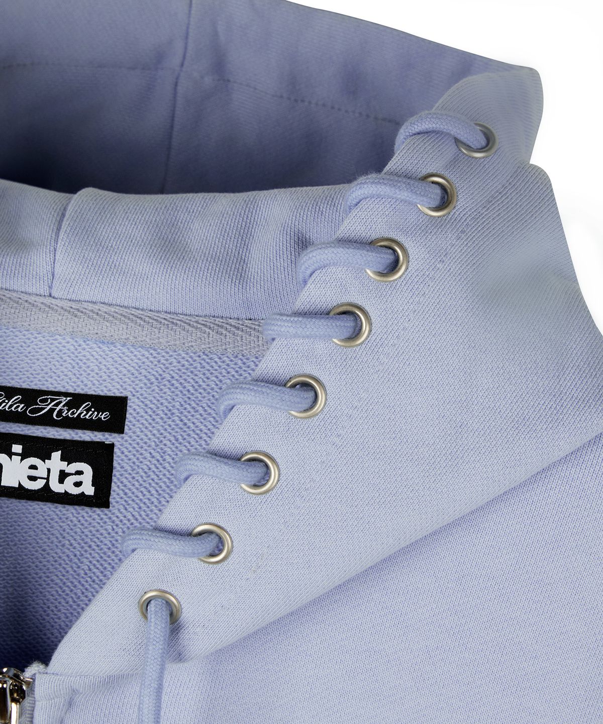 길라아카이브(GILAARCHIVE) [X hieta] SIDE EYELET SIGNATURE LOGO HOOD ZIP-UP_SKY BLUE