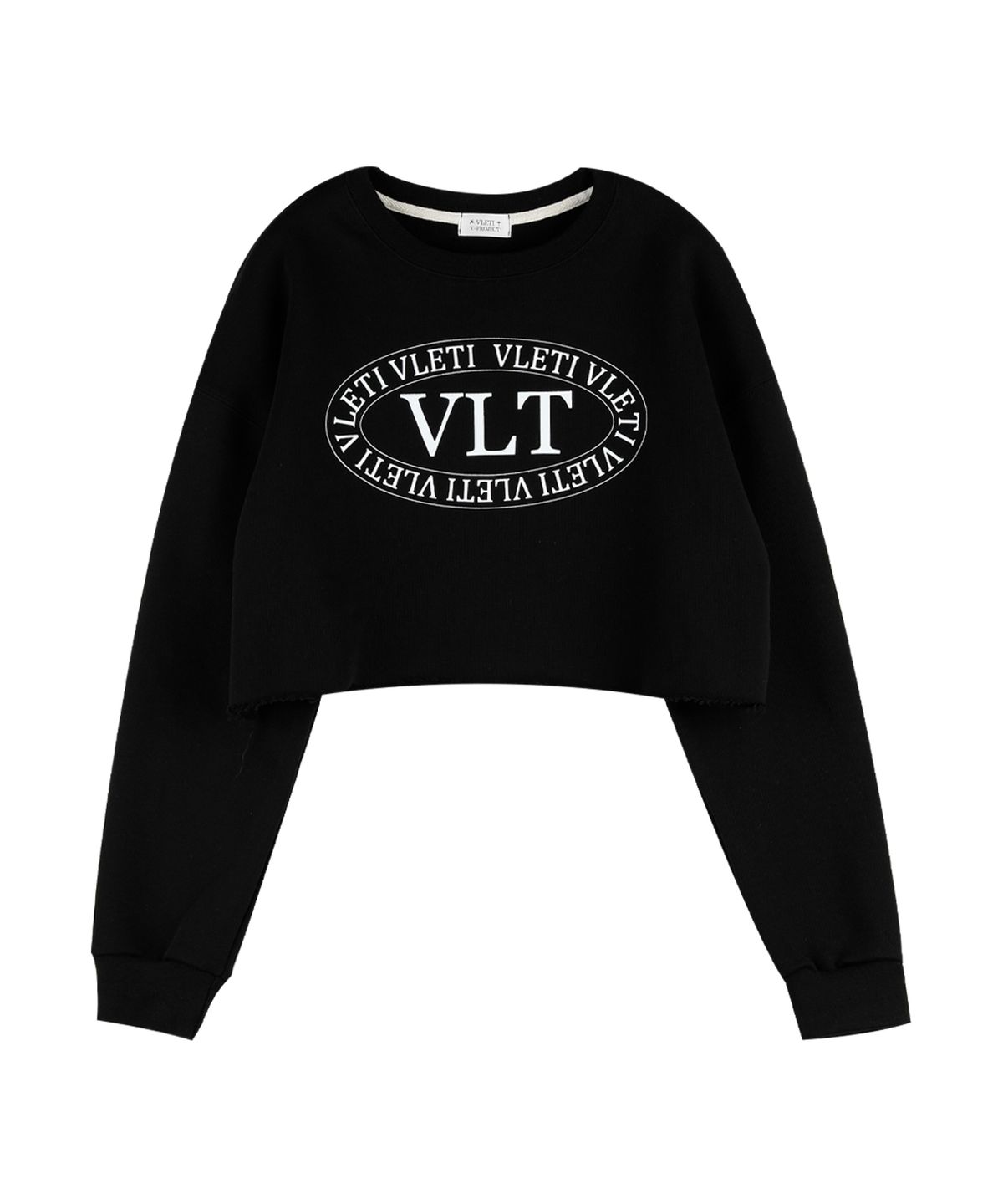 블레티(VLETI) Logo Printing Crop Sweatshirt (Black)