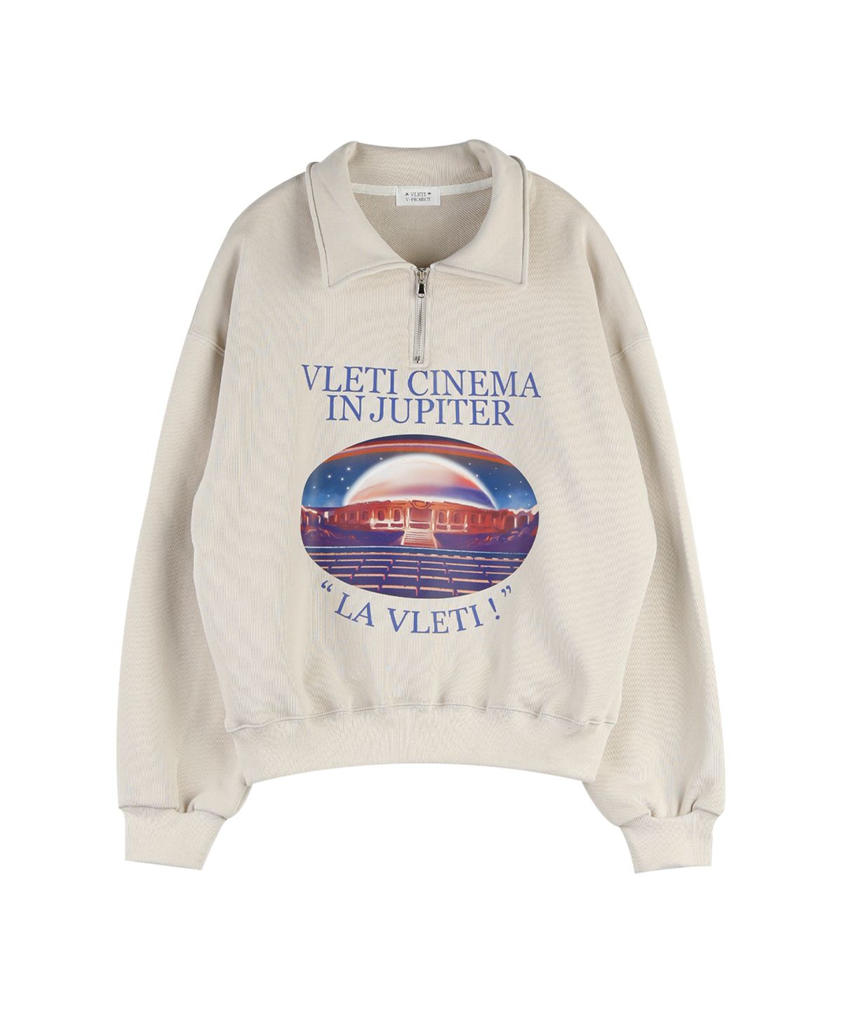 블레티(VLETI) Art Work Printing Half Zip-up Sweatshirt (Salted)