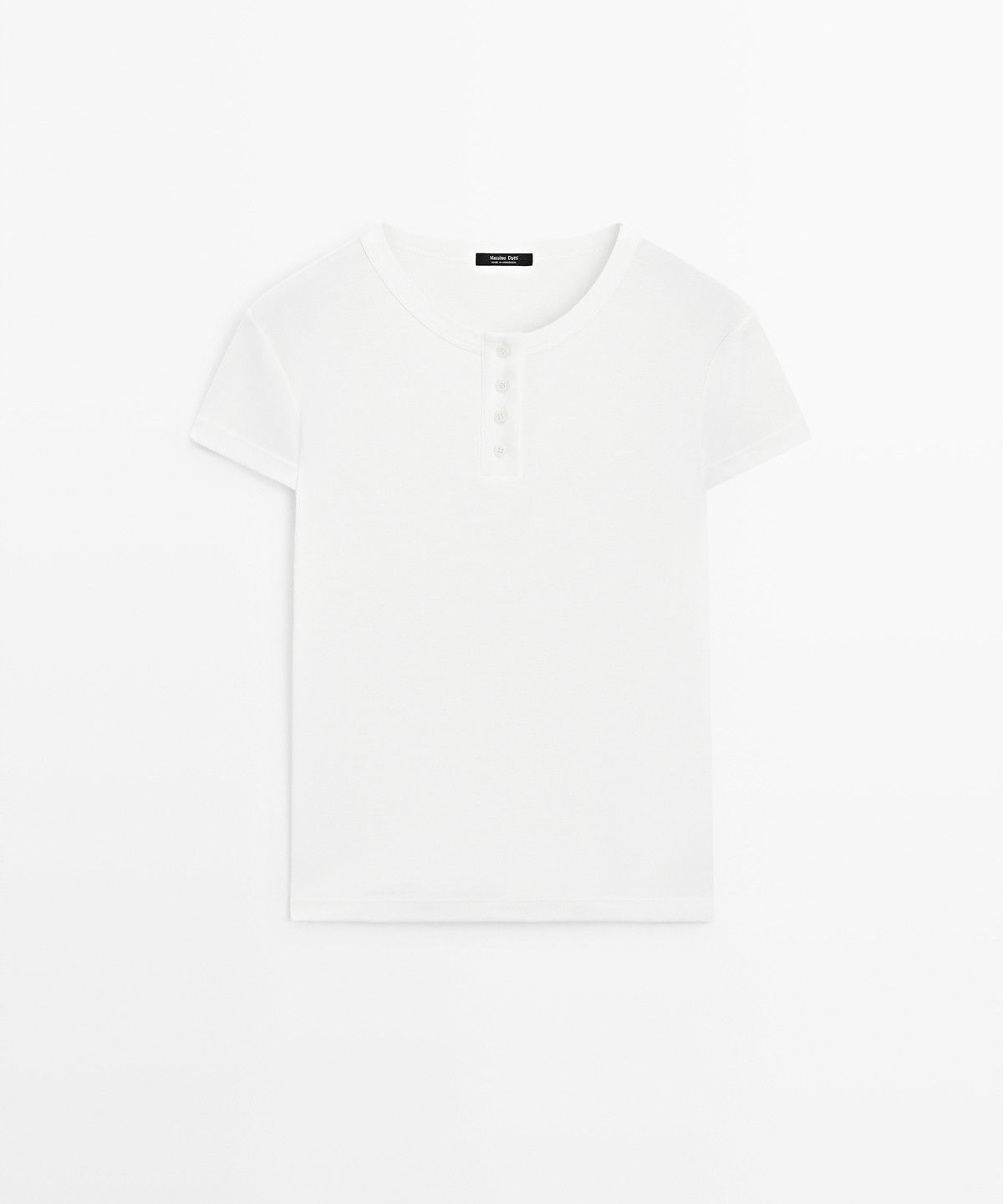 마시모두띠(MASSIMO DUTTI) 100% 코튼 반팔 헨리넥 티셔츠