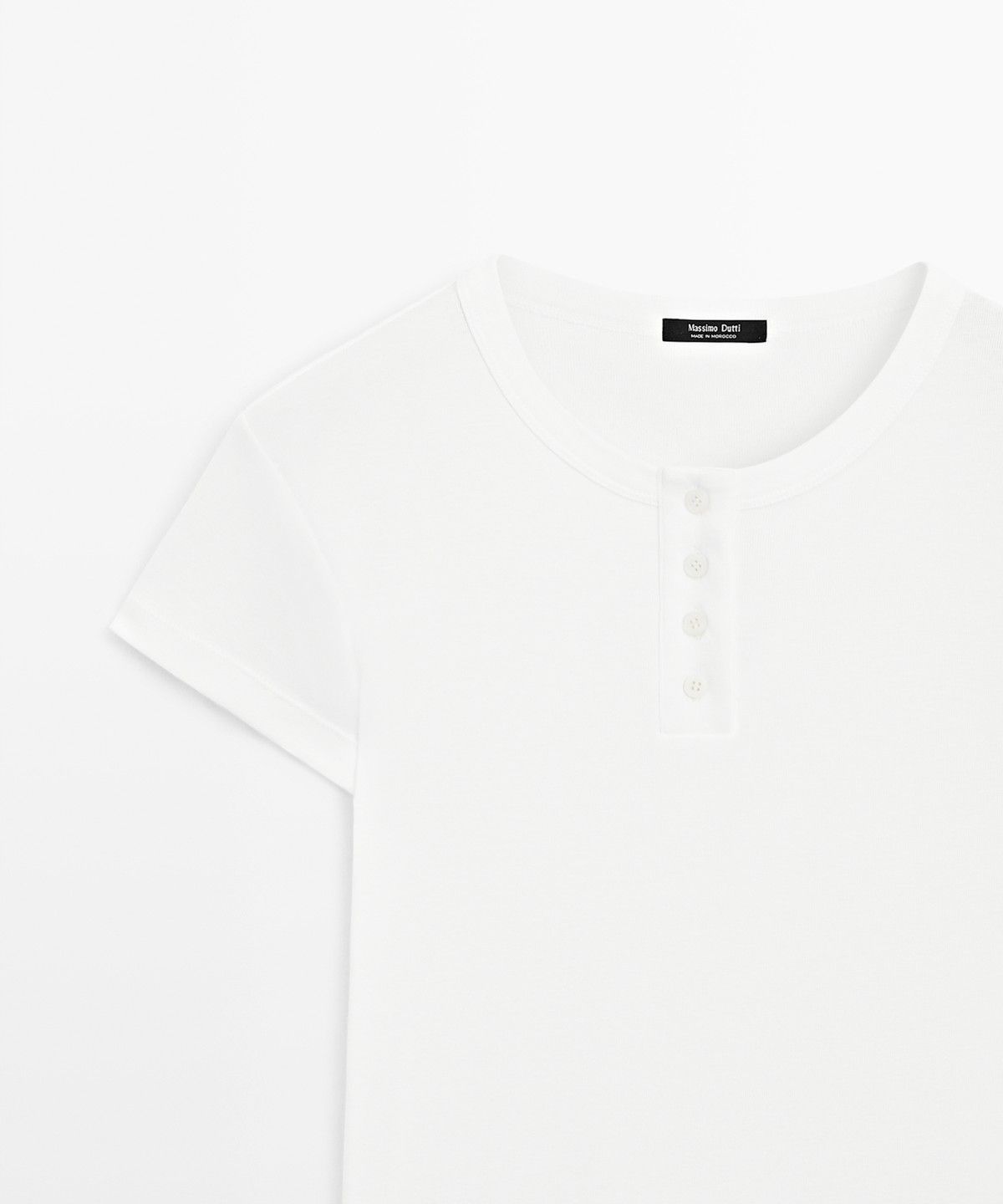 마시모두띠(MASSIMO DUTTI) 100% 코튼 반팔 헨리넥 티셔츠