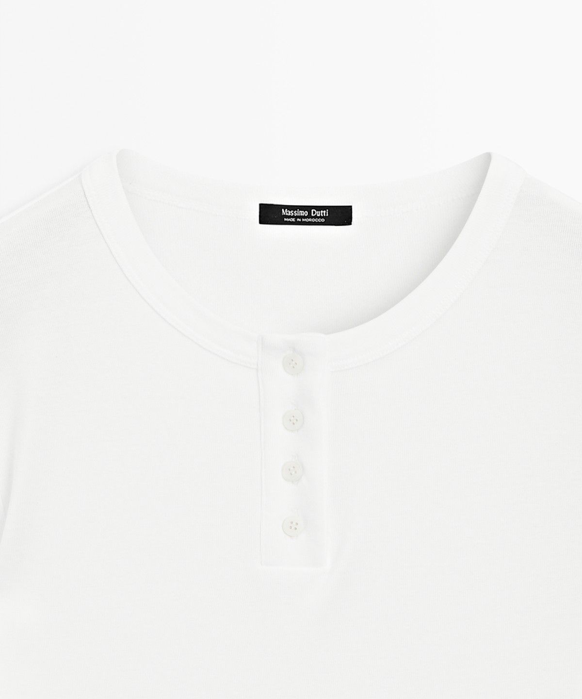 마시모두띠(MASSIMO DUTTI) 100% 코튼 반팔 헨리넥 티셔츠