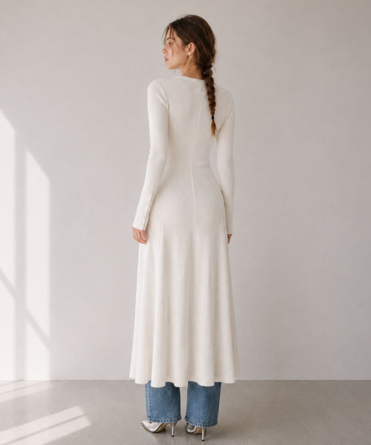블랙크러쉬(BLACRUSH) Slim Knit Long Dress Cardigan / 아이보리