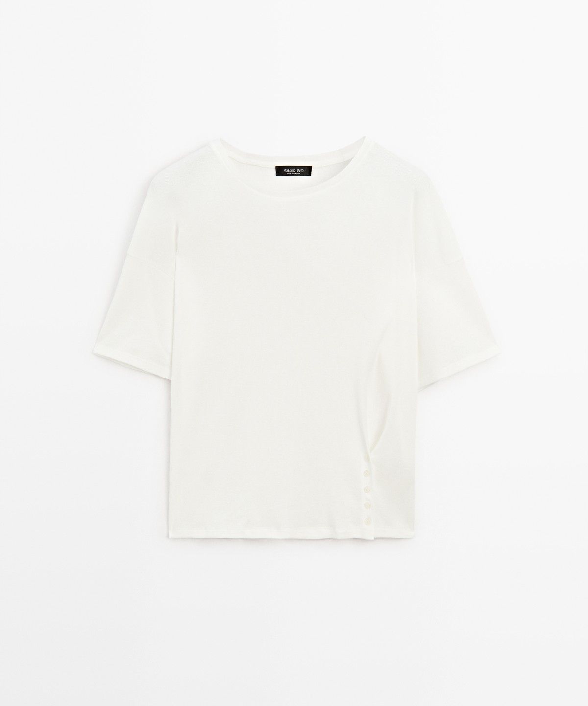 마시모두띠(MASSIMO DUTTI) 버튼 디테일 반팔 티셔츠