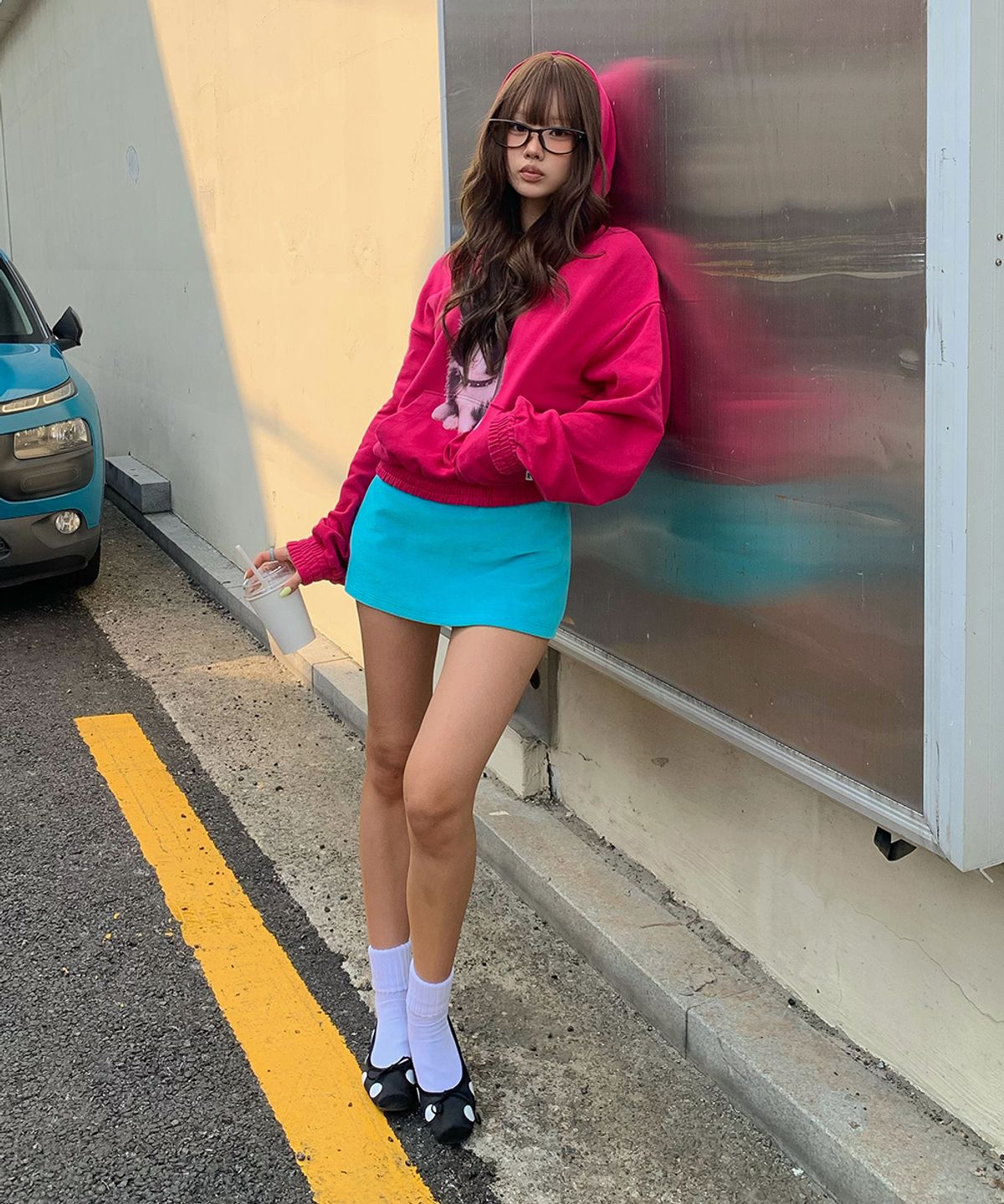 크랭크(CRANK) 테리 마이크로 스커트_아쿠아 블루