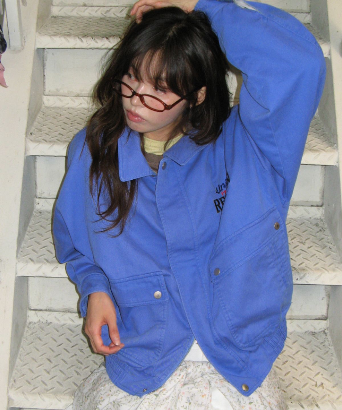 론론(RONRON) WASHED VINTAGE COTTON BLOUSON BLUE