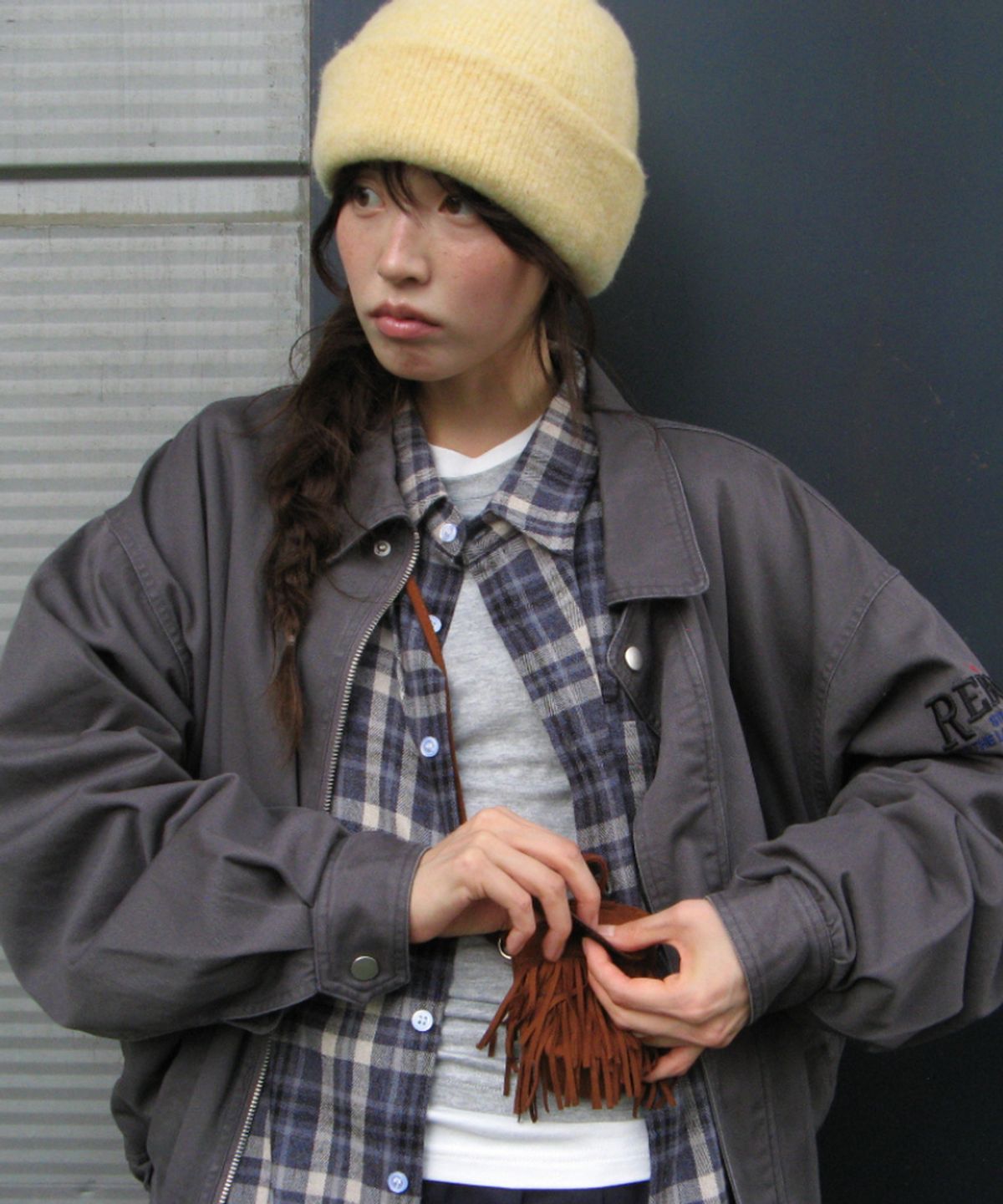 론론(RONRON) WASHED VINTAGE COTTON BLOUSON CHARCOAL