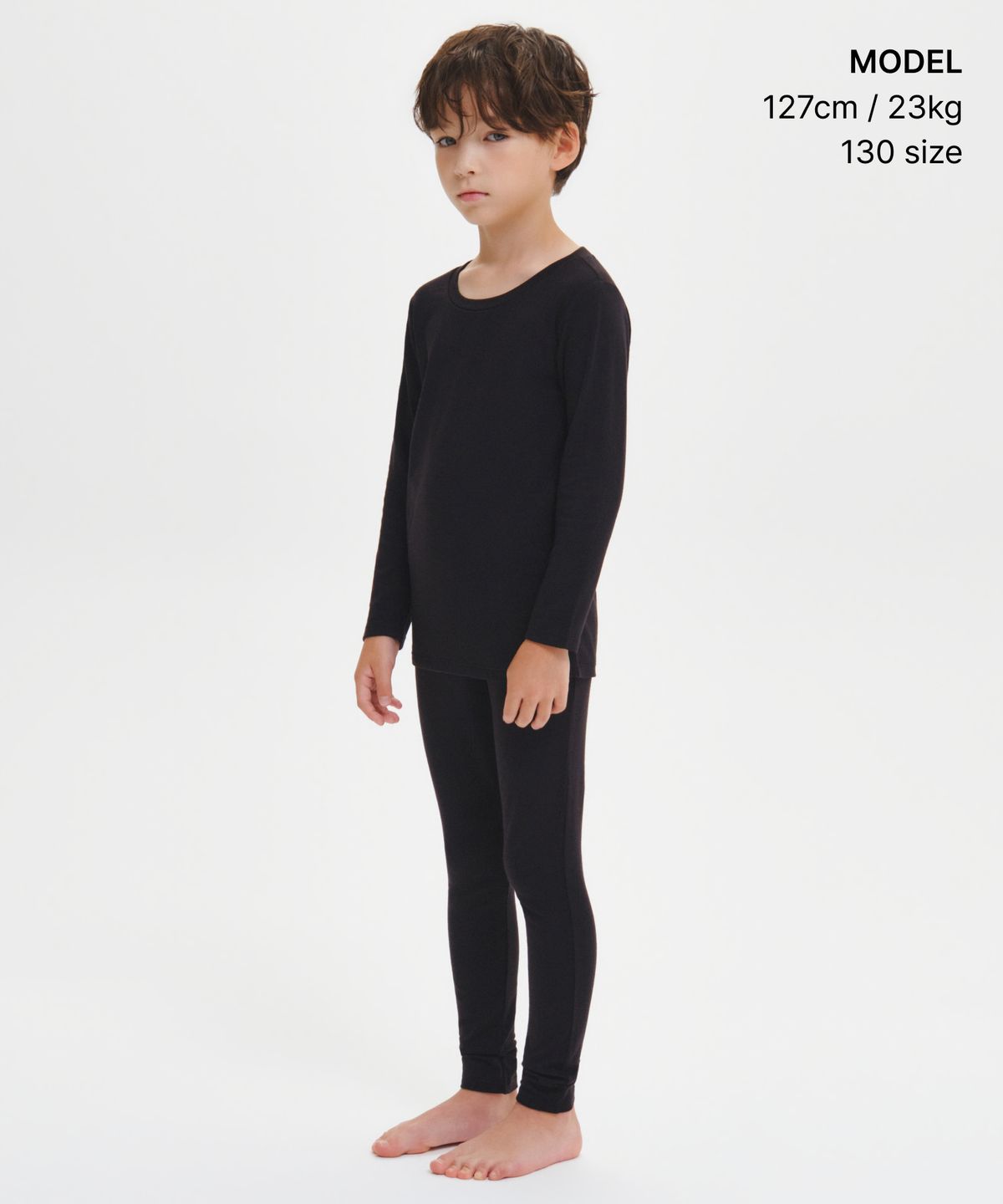무신사 스탠다드 키즈(MUSINSA STANDARD KIDS) [힛탠다드] 플러스 크루 넥 긴소매 언더셔츠 [블랙]