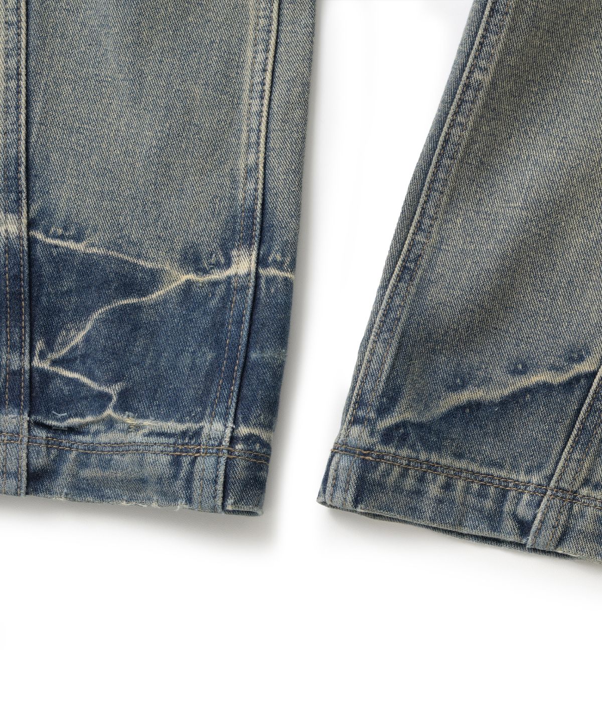 낫포너드(NOT4NERD) Contrast Panel Low Rise Flare Fit Denim Pants - Deep Blue