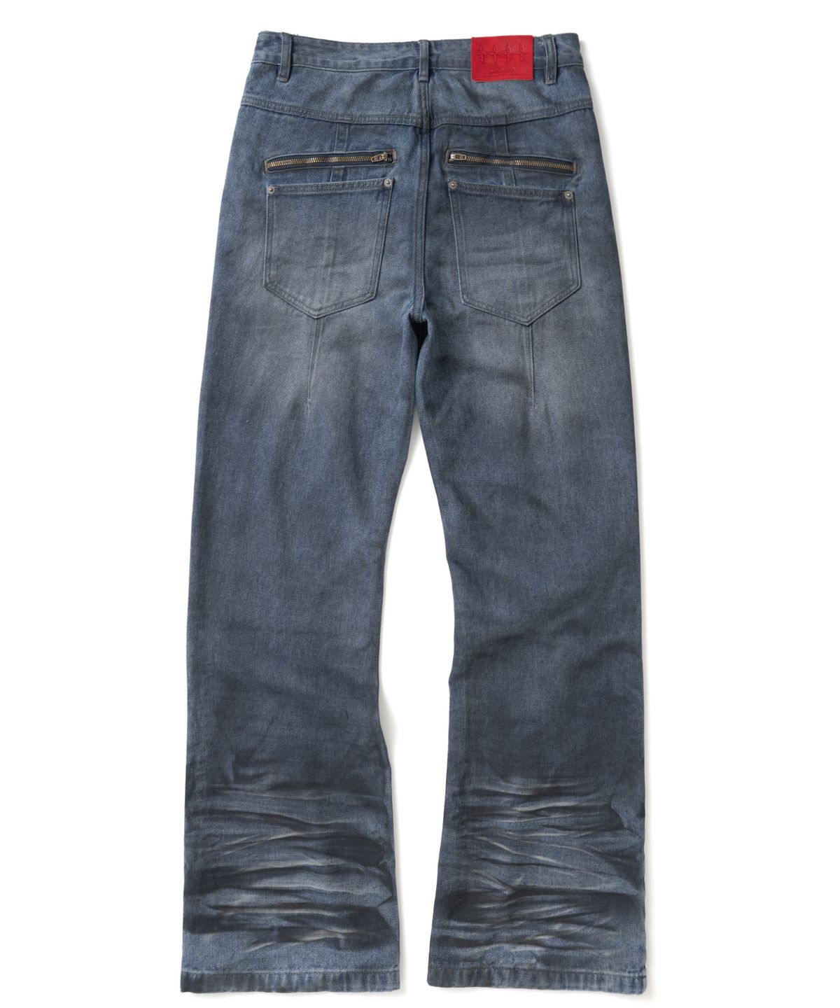 낫포너드(NOT4NERD) Dirty Washed Dart Zip Denim Pants - Deep Blue