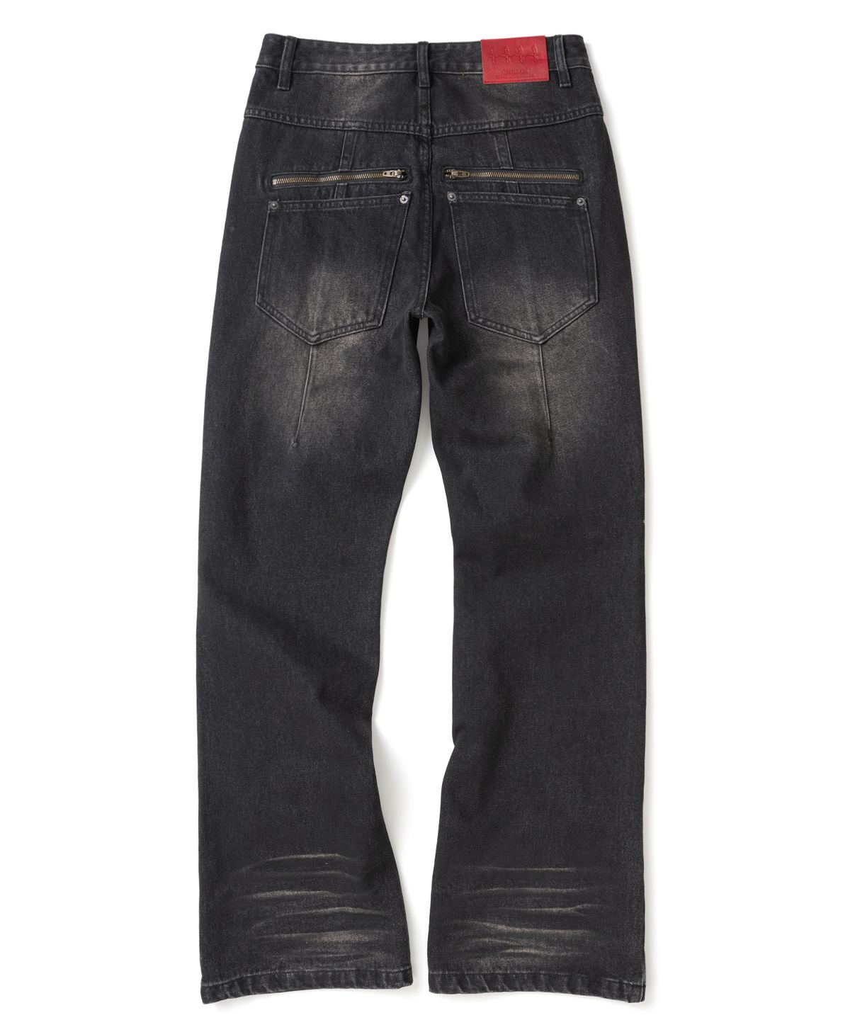 낫포너드(NOT4NERD) Dirty Washed Dart Zip Denim Pants - Black