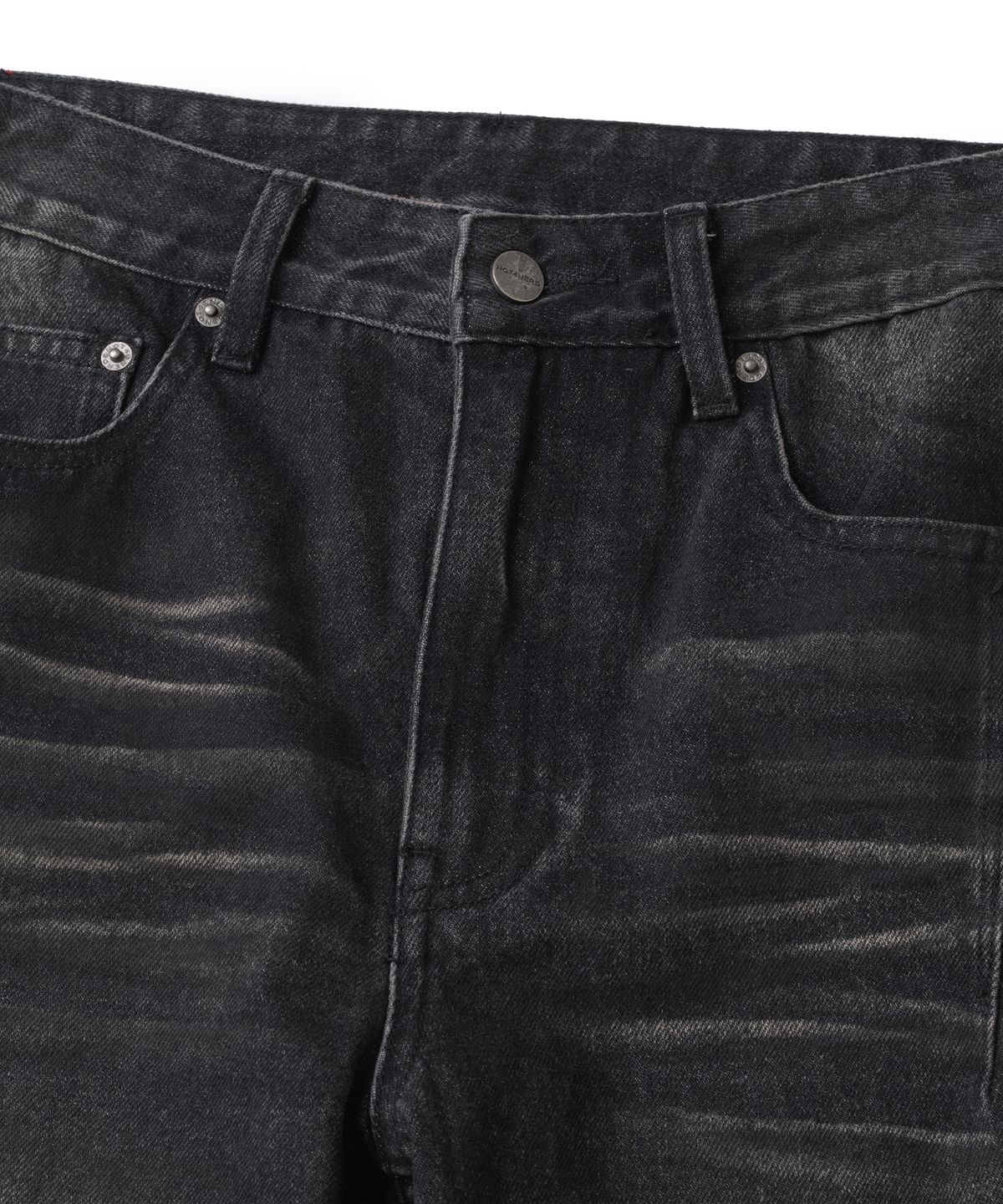 낫포너드(NOT4NERD) Dirty Washed Dart Zip Denim Pants - Black