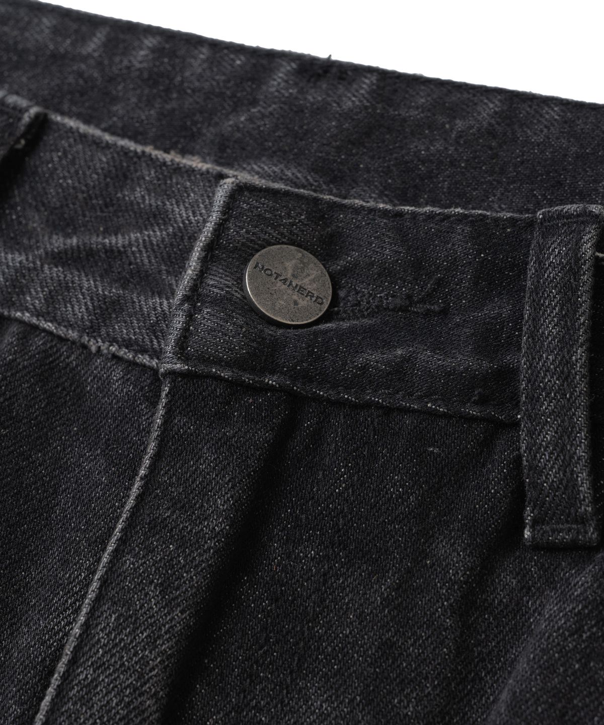 낫포너드(NOT4NERD) Dirty Washed Dart Zip Denim Pants - Black