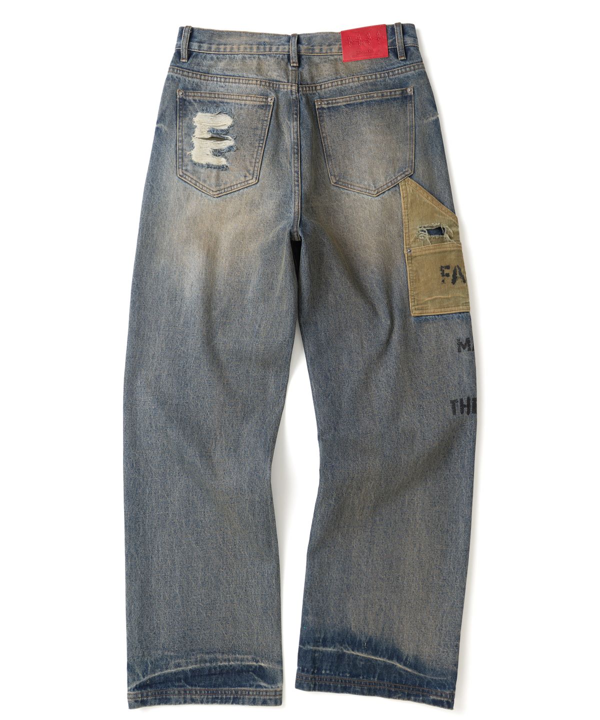 낫포너드(NOT4NERD) Corduroy Repair Regular Fit Denim Pants - Deep Blue