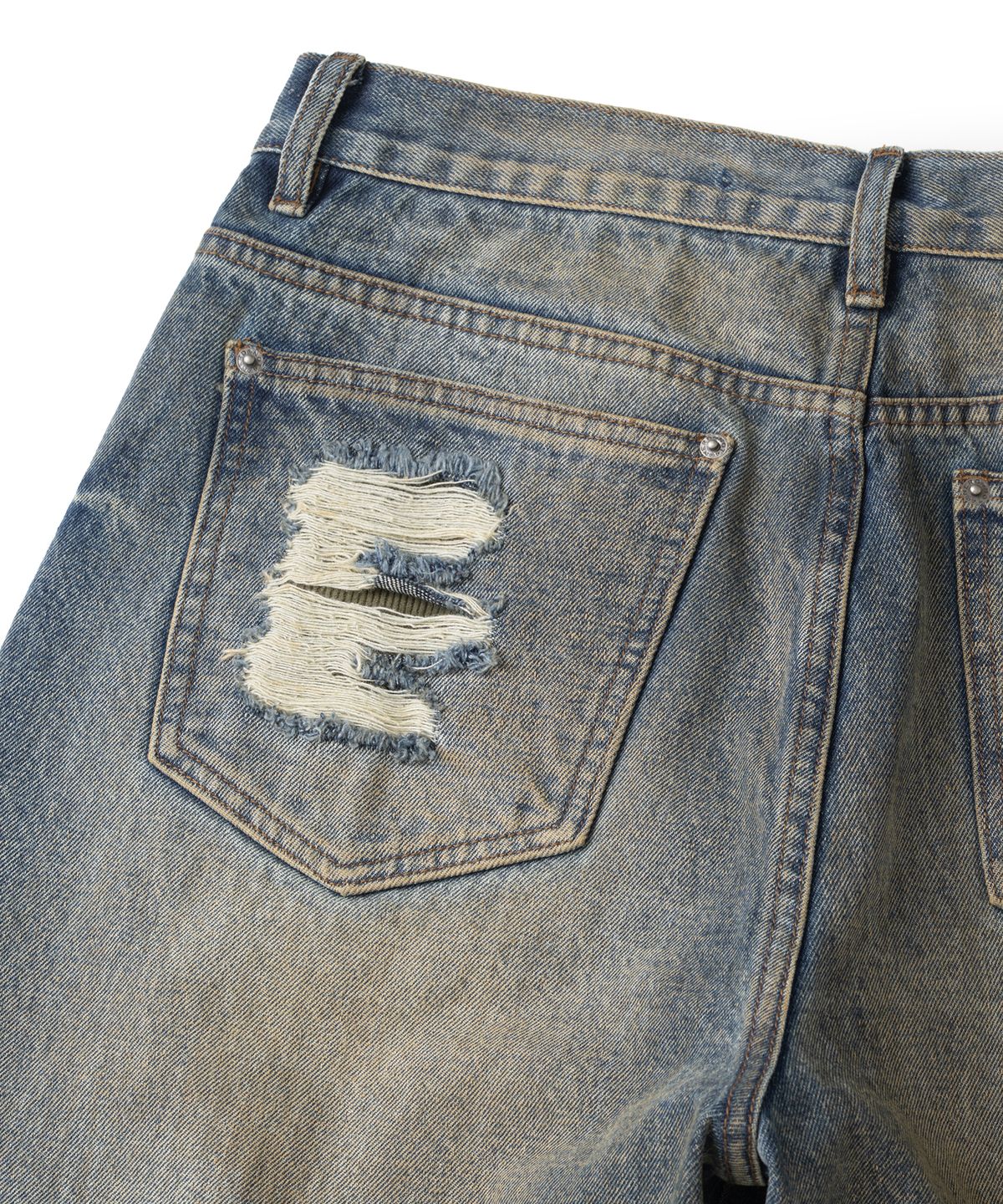낫포너드(NOT4NERD) Corduroy Repair Regular Fit Denim Pants - Deep Blue