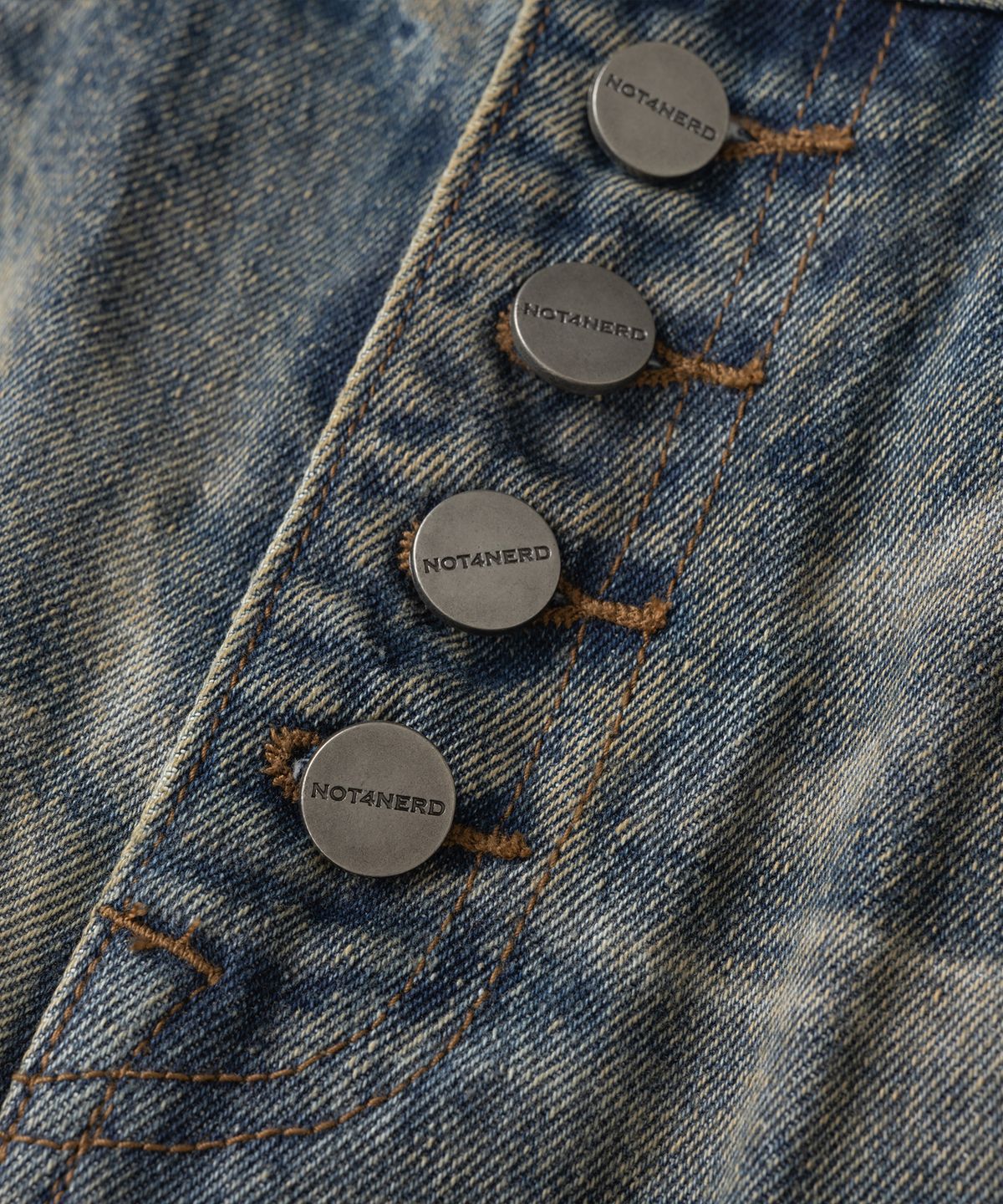 낫포너드(NOT4NERD) Corduroy Repair Regular Fit Denim Pants - Deep Blue
