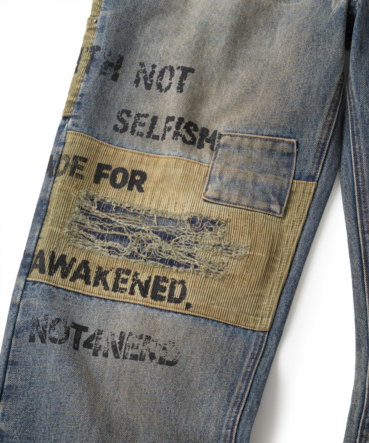 낫포너드(NOT4NERD) Corduroy Repair Regular Fit Denim Pants - Deep Blue