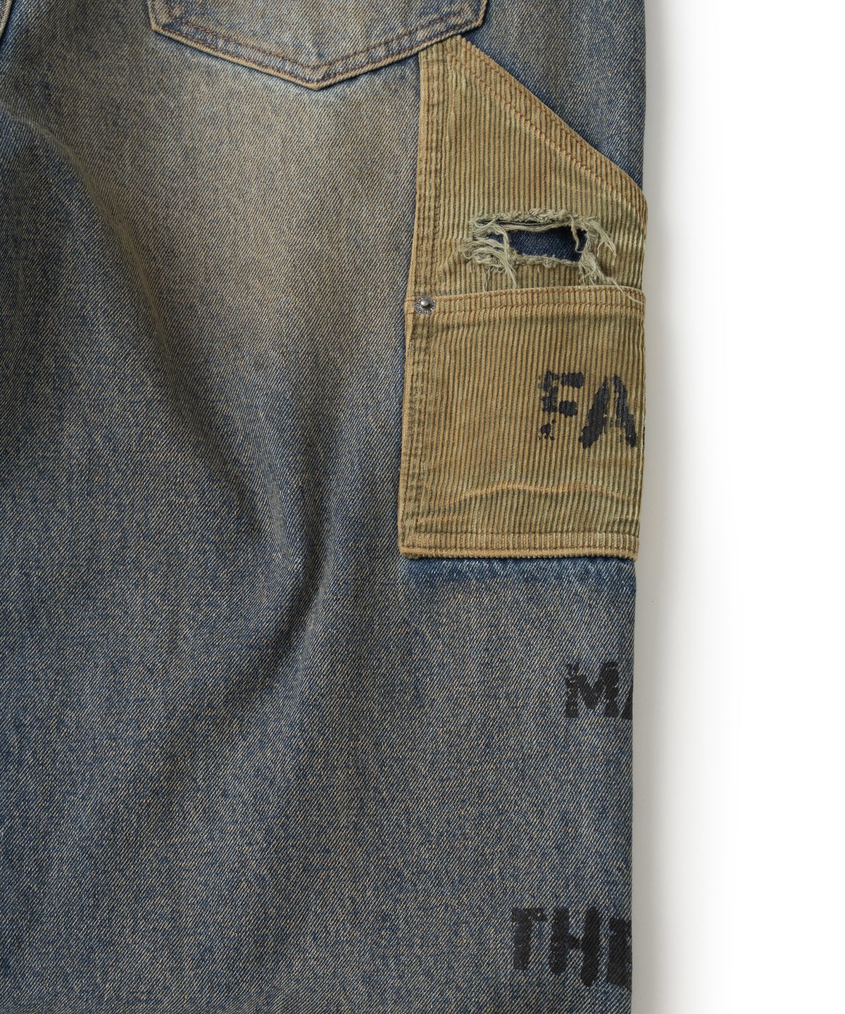 낫포너드(NOT4NERD) Corduroy Repair Regular Fit Denim Pants - Deep Blue