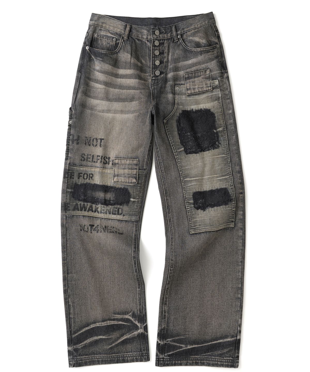 낫포너드(NOT4NERD) Corduroy Repair Regular Fit Denim Pants - Black