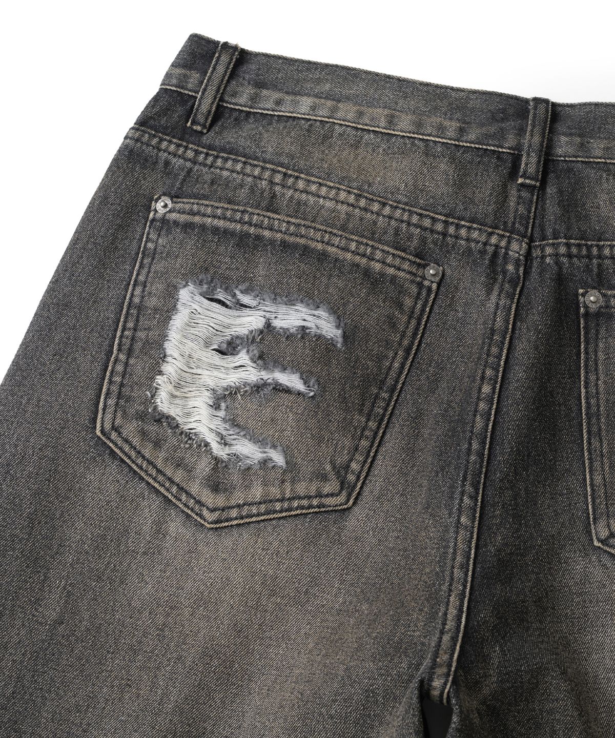 낫포너드(NOT4NERD) Corduroy Repair Regular Fit Denim Pants - Black