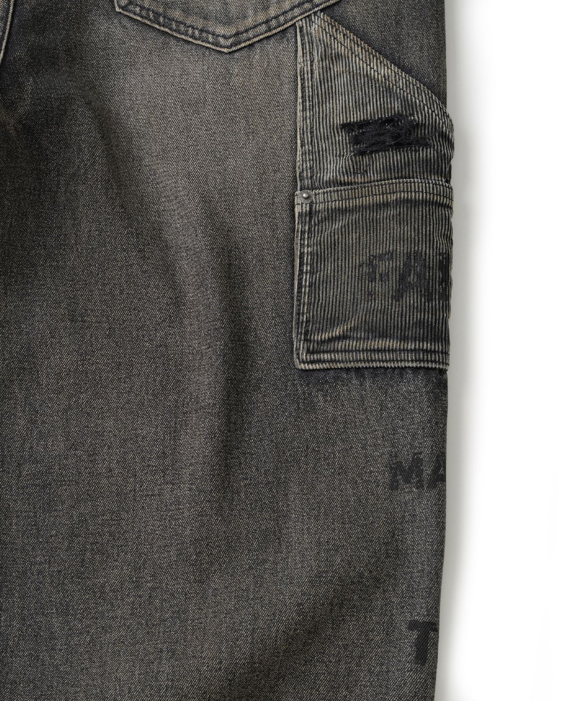 낫포너드(NOT4NERD) Corduroy Repair Regular Fit Denim Pants - Black