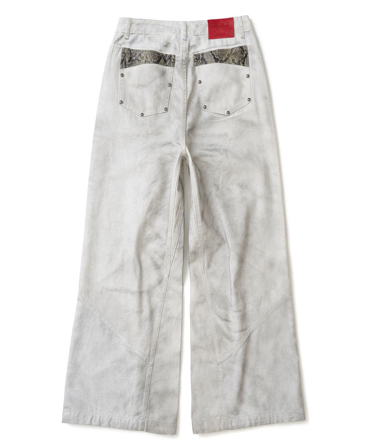 낫포너드(NOT4NERD) Stud Panel Wide Denim Pants - Ivory