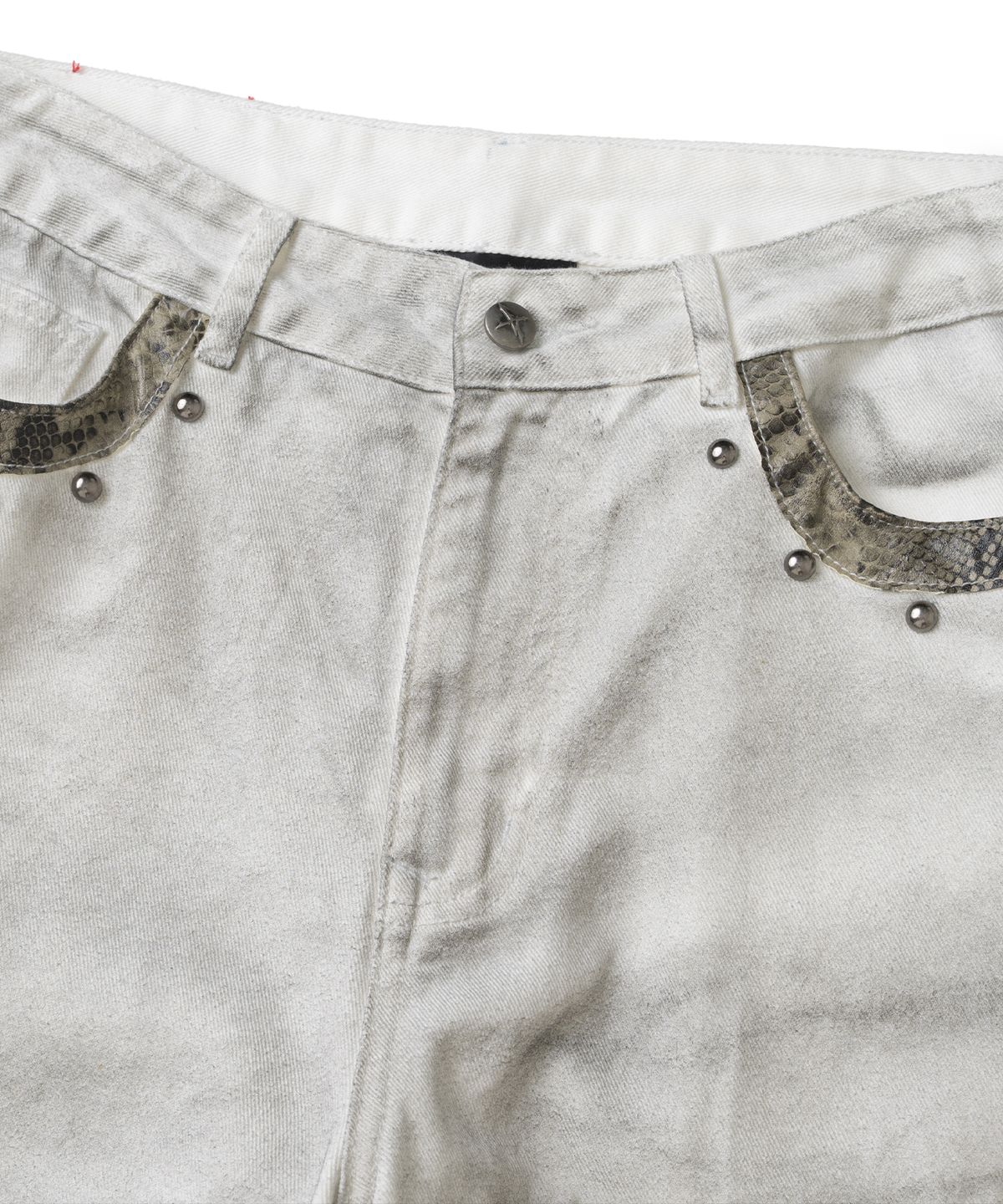 낫포너드(NOT4NERD) Stud Panel Wide Denim Pants - Ivory