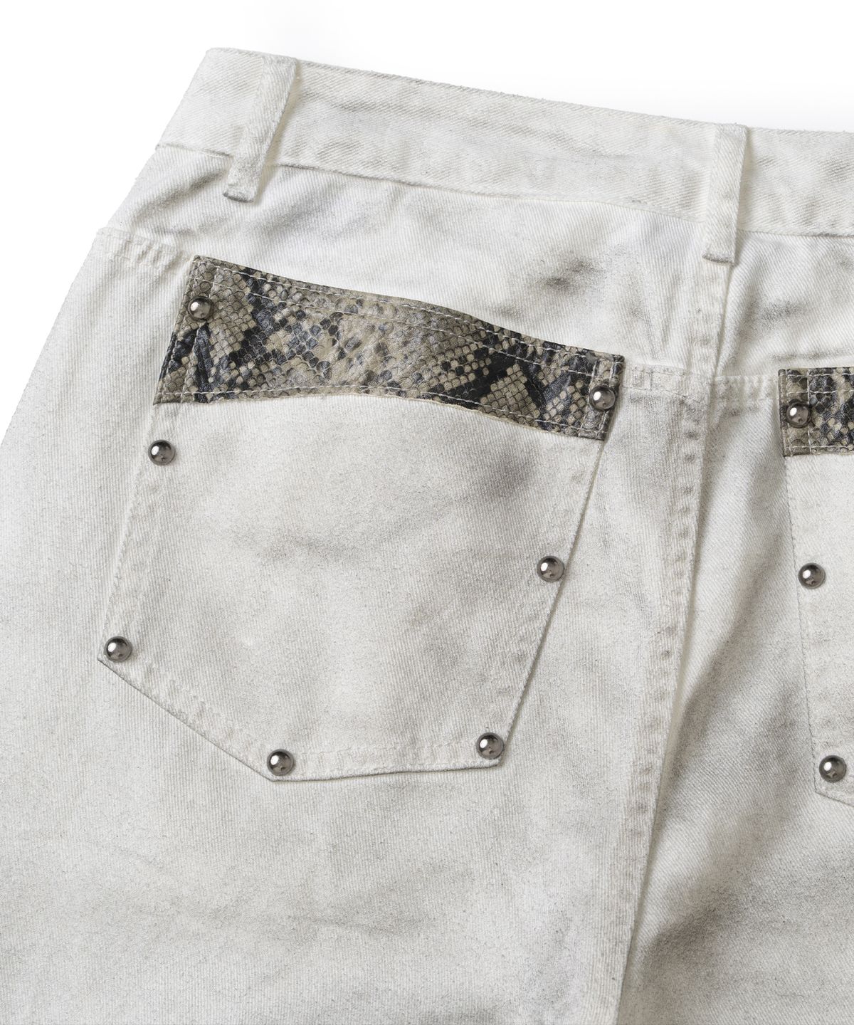 낫포너드(NOT4NERD) Stud Panel Wide Denim Pants - Ivory