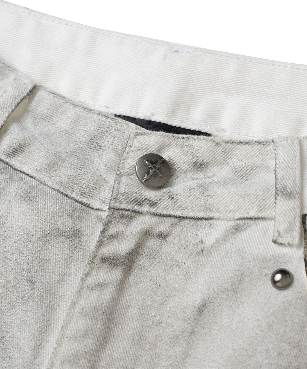 낫포너드(NOT4NERD) Stud Panel Wide Denim Pants - Ivory