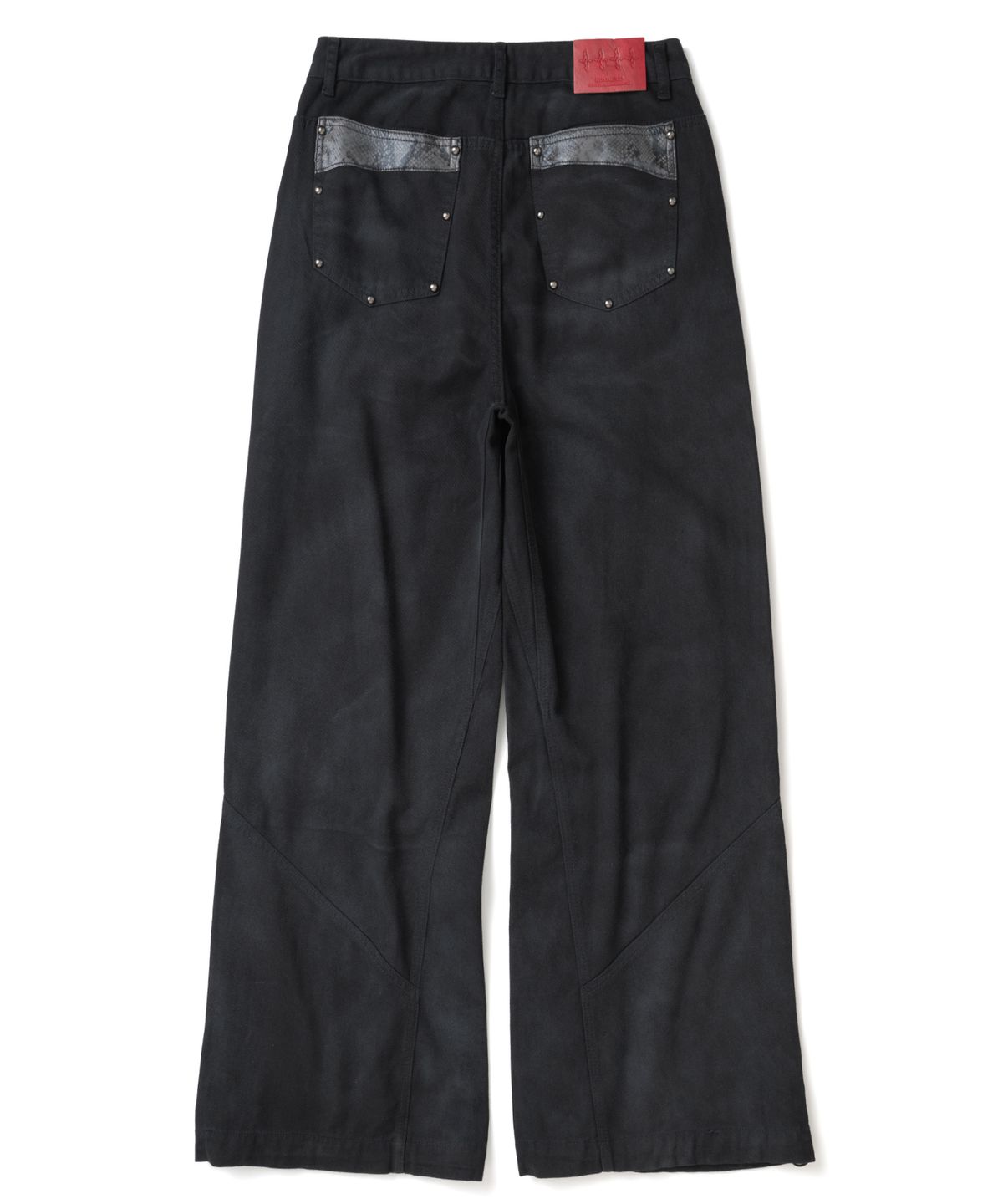 낫포너드(NOT4NERD) Stud Panel Wide Denim Pants - Black