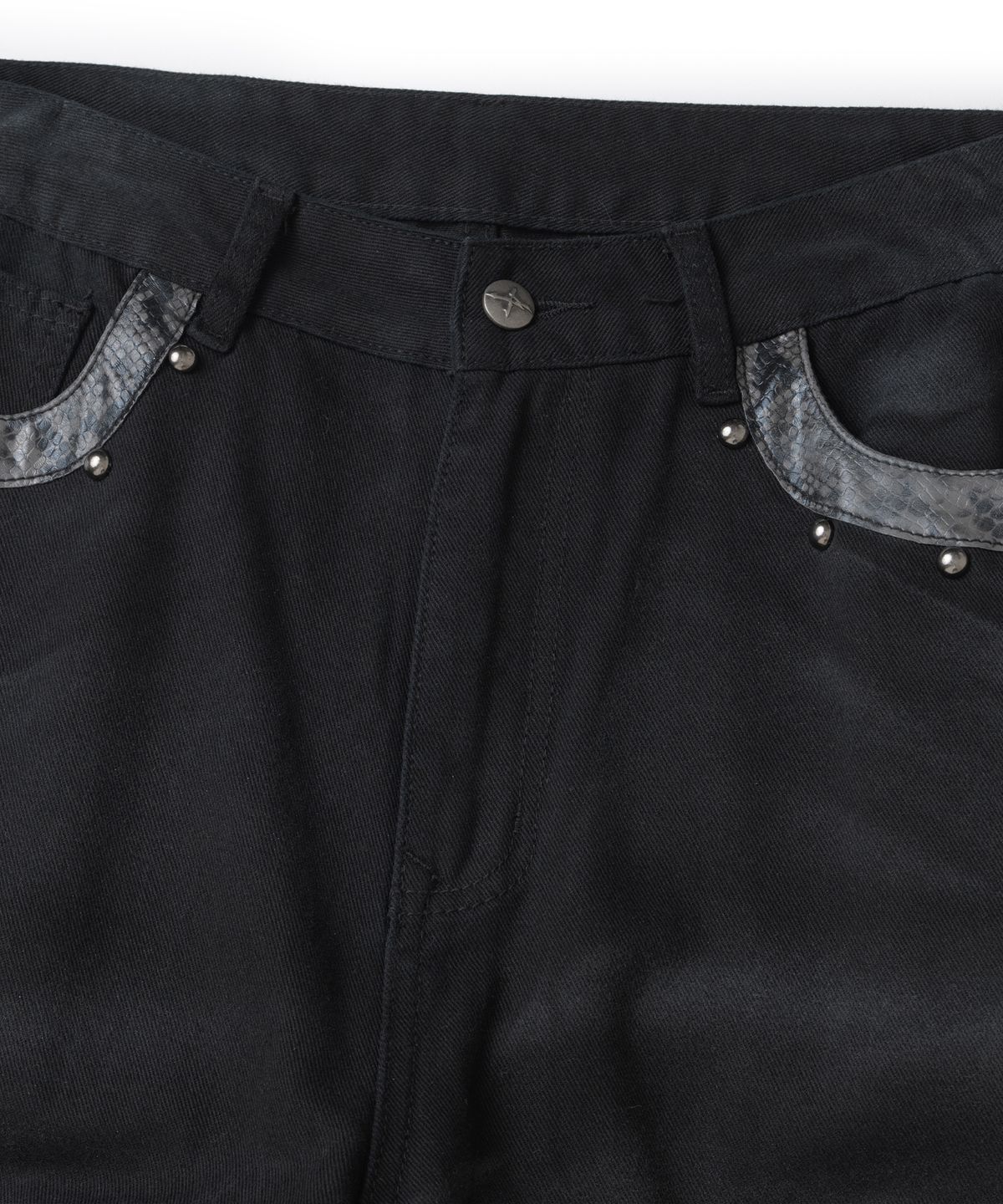 낫포너드(NOT4NERD) Stud Panel Wide Denim Pants - Black
