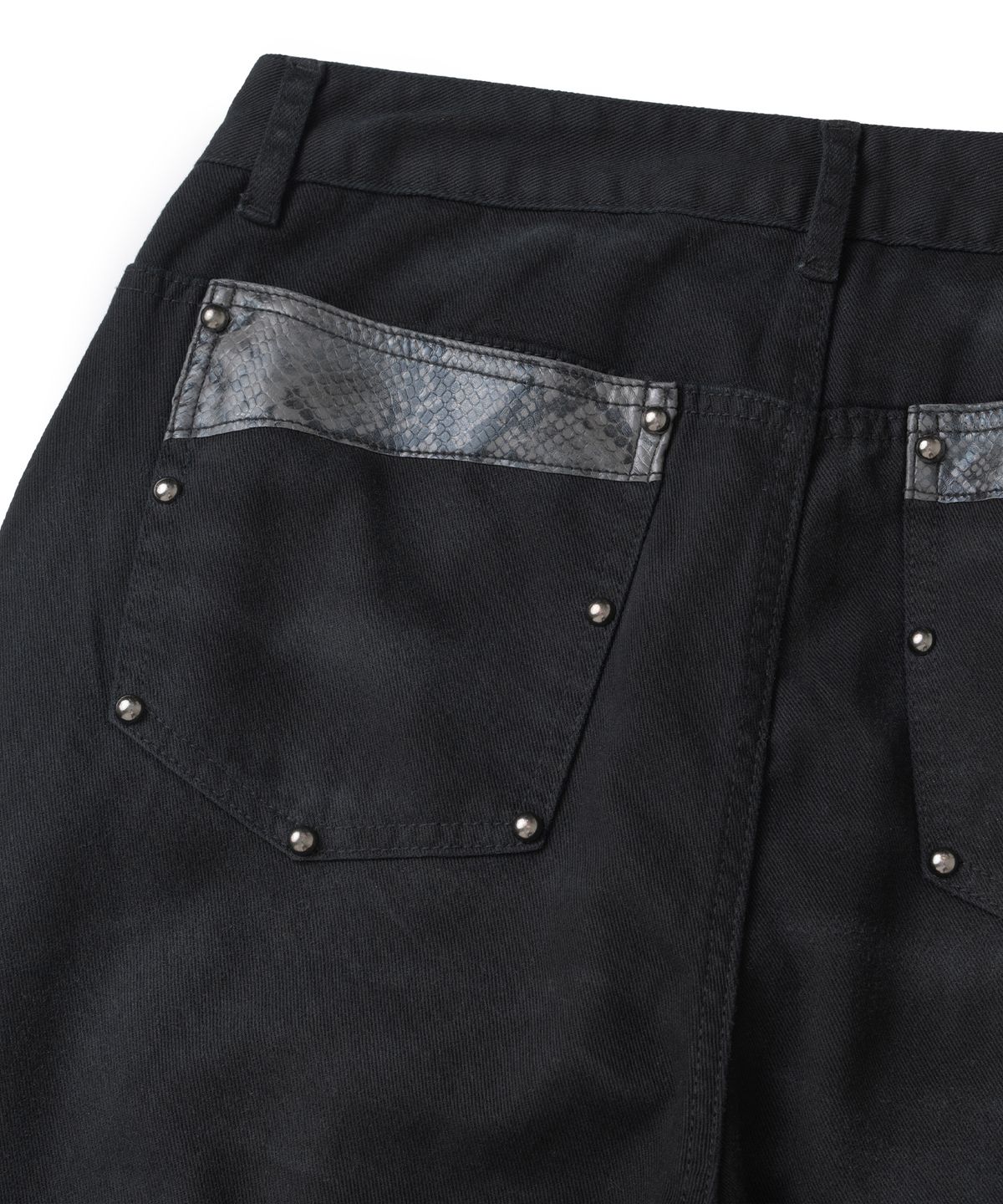 낫포너드(NOT4NERD) Stud Panel Wide Denim Pants - Black