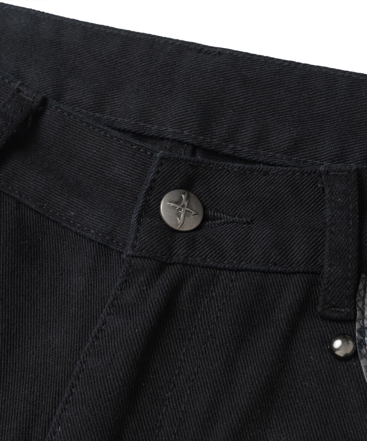 낫포너드(NOT4NERD) Stud Panel Wide Denim Pants - Black