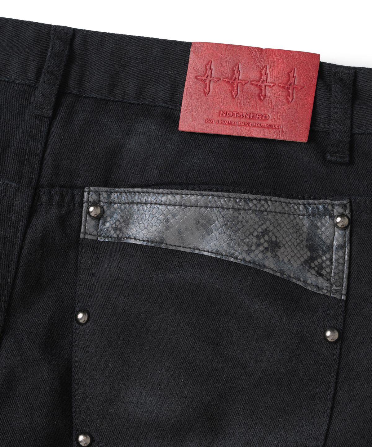 낫포너드(NOT4NERD) Stud Panel Wide Denim Pants - Black