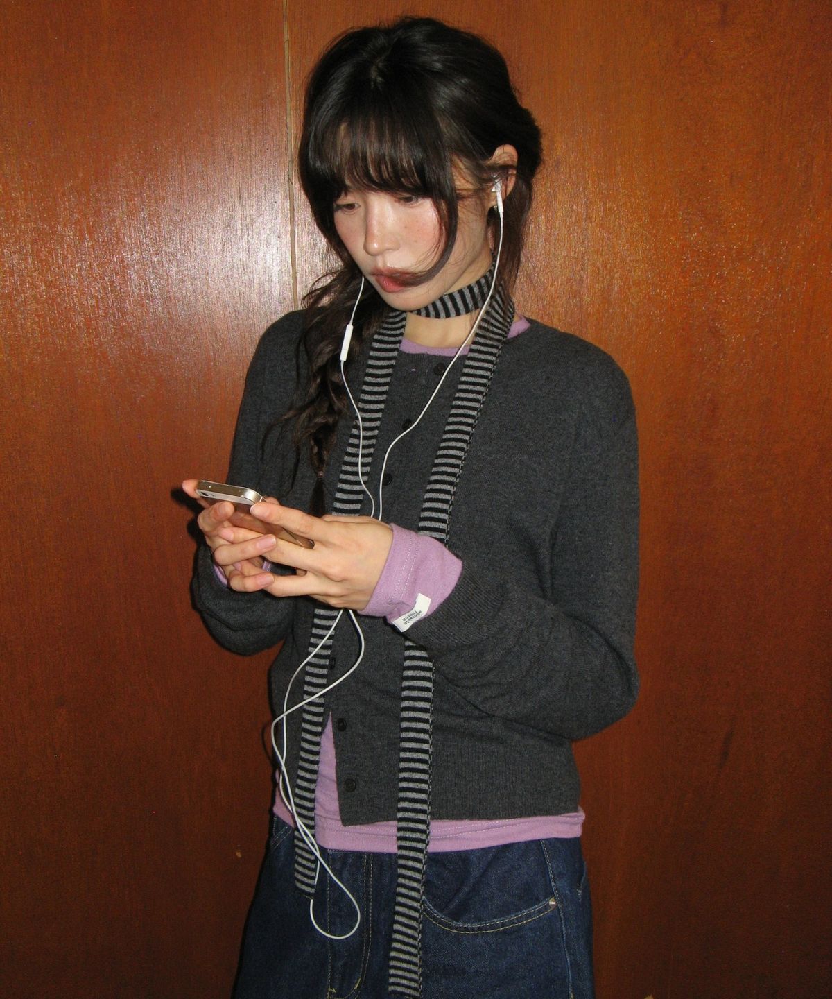 론론(RONRON) BASIC WOOL ARCHIVE CARDIGAN CHARCOAL