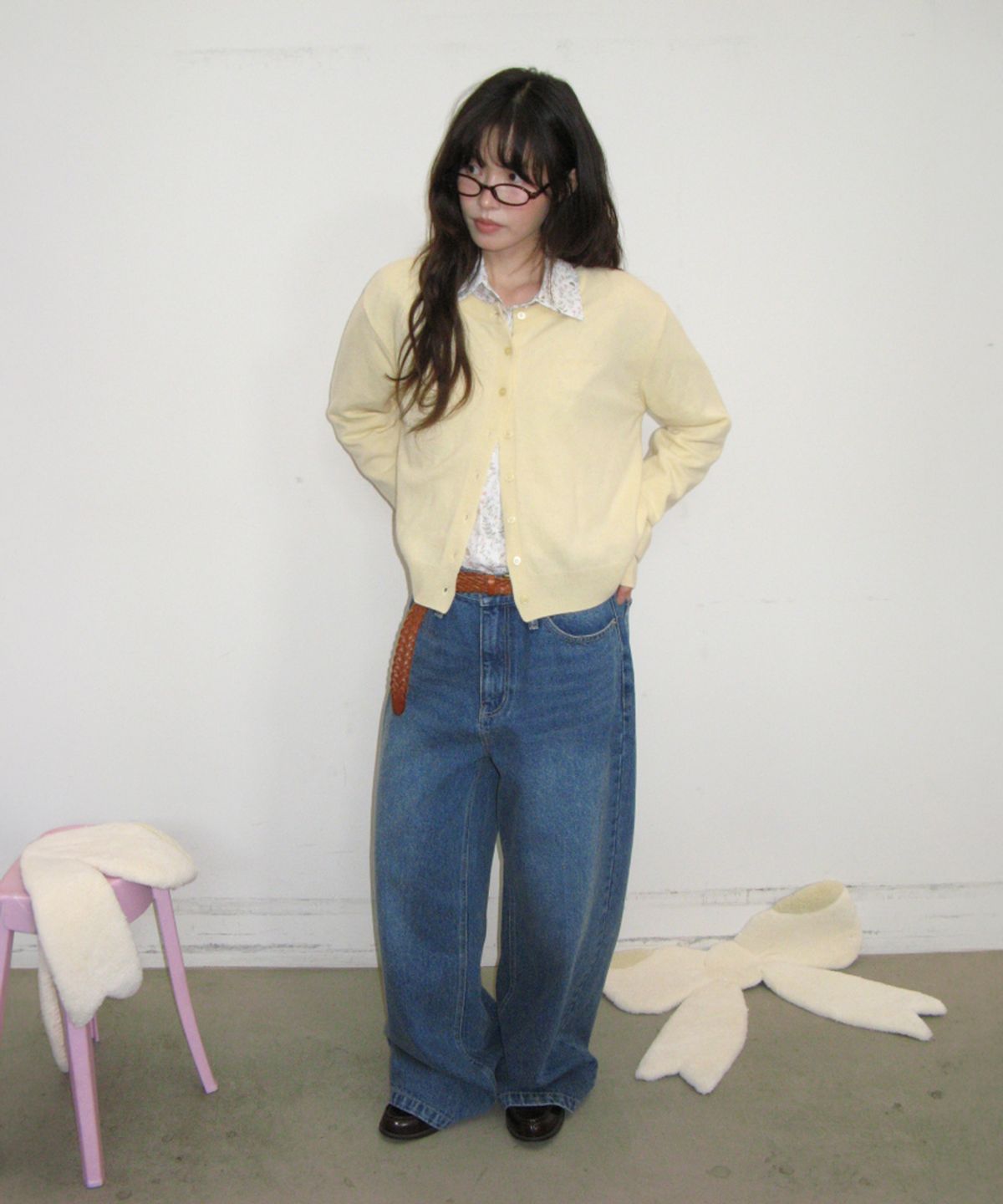 론론(RONRON) BASIC WOOL ARCHIVE CARDIGAN BUTTER