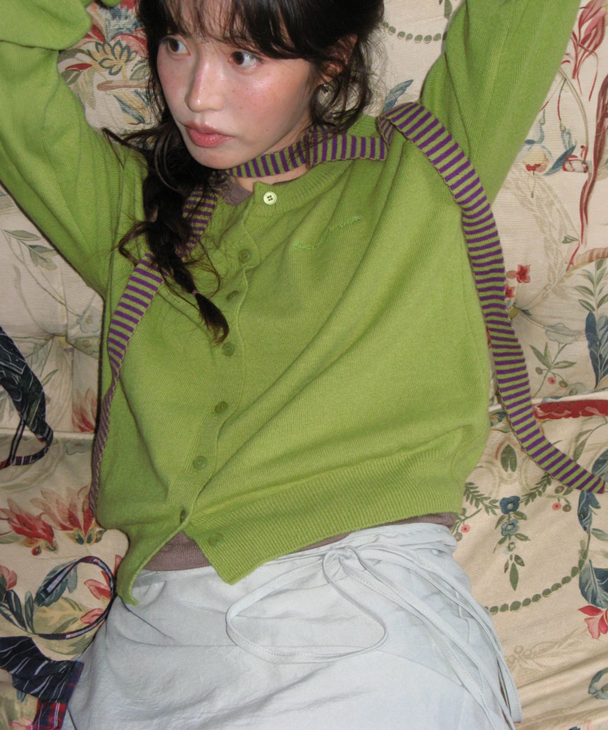 론론(RONRON) BASIC WOOL ARCHIVE CARDIGAN OLIVE